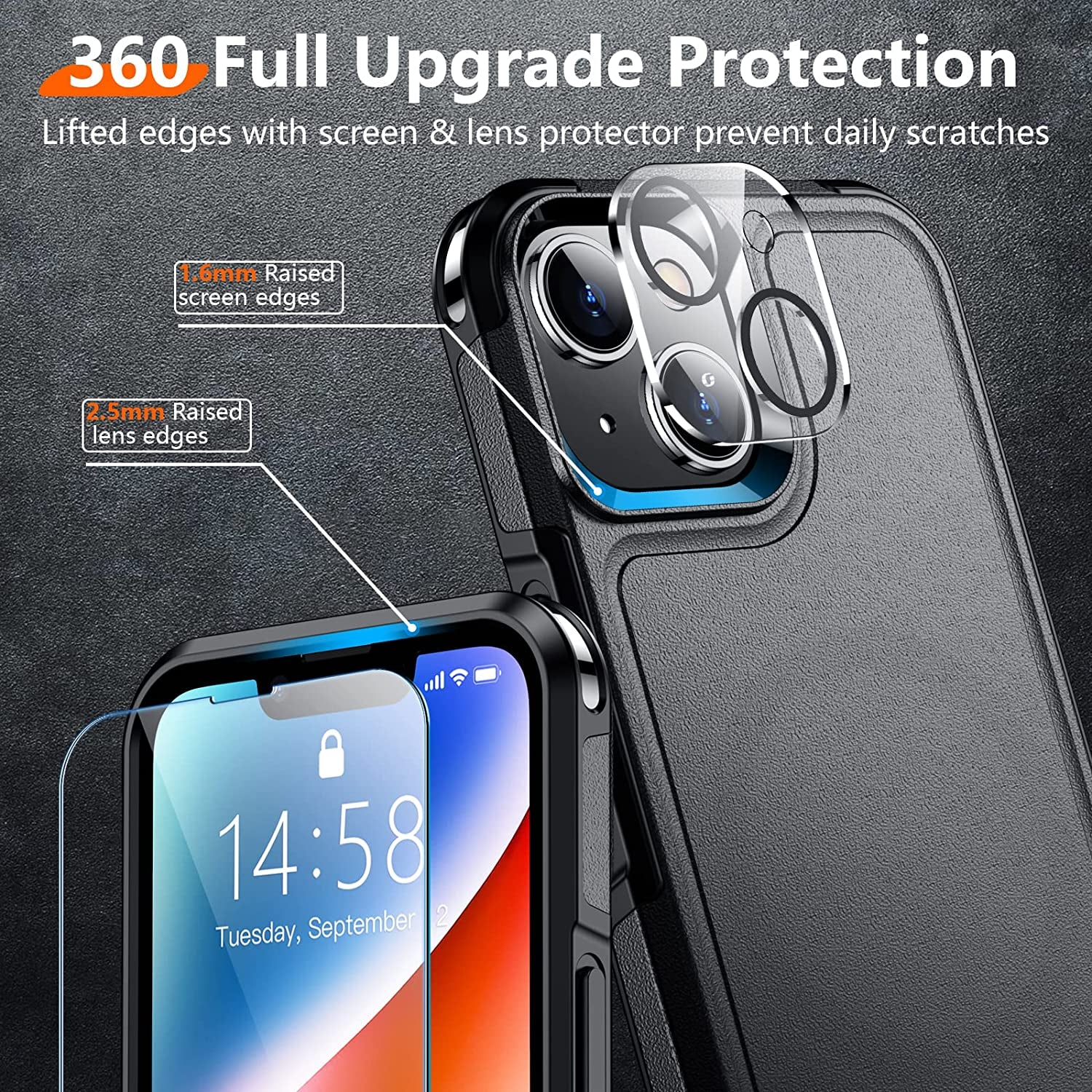 Red2Fire Magnetic for Iphone 14 plus Case [Compatible with Magsafe][Military Grade Drop Protection][Glass Screen Protector+Camera Lens Protector] Heavy Duty Shockproof Phone Case 6.7"-Black  Red2Fire   