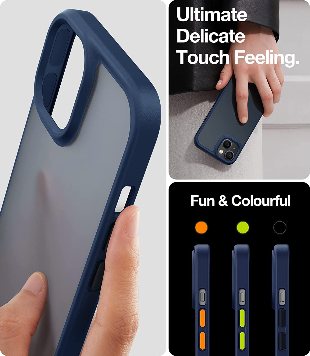 TORRAS Shockproof Designed for Iphone 14 plus Case [Military Grade Drop Tested] Shockproof Protective Black Hard Back Slim Translucent Case for Iphone 14 plus 6.7 Inch, Ocean Blue-Guardian Series  TORRAS   