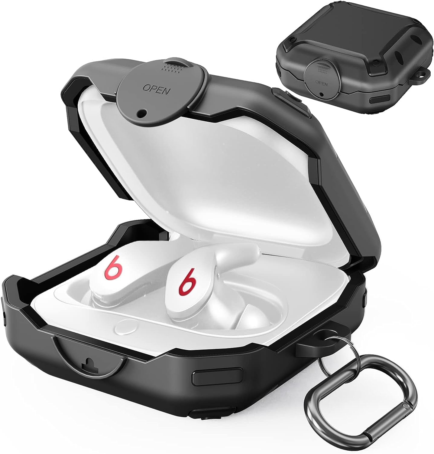 NUOMIJIO Case for Beats Fit Pro 2021 with Secure Lock Full Body Shock-Absorbing Anti-Scratch Hard Shell Protective Cover Compatible with Beats Fit Pro with Keychain (Red)  NUOMIJIO Black  