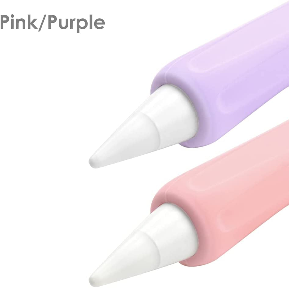 Proelife 2-Pack Ergonomics Grip Holder Anti-Rolling Protective Sleeve Cover for Apple Pencil 2Nd & 1St Gen 2022-2018 Ipad Pro 12.9'' 11''/Air 10.9'' Stylus Accessory Kits (Pink/Purple)  ProElife   