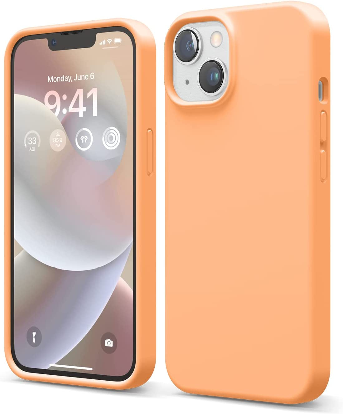 Elago Compatible with Iphone 14 Case, Liquid Silicone Case, Full Body Protective Cover, Shockproof, Slim Phone Case, Anti-Scratch Soft Microfiber Lining, 6.1 Inch (Dark Grey)  elago Orange  