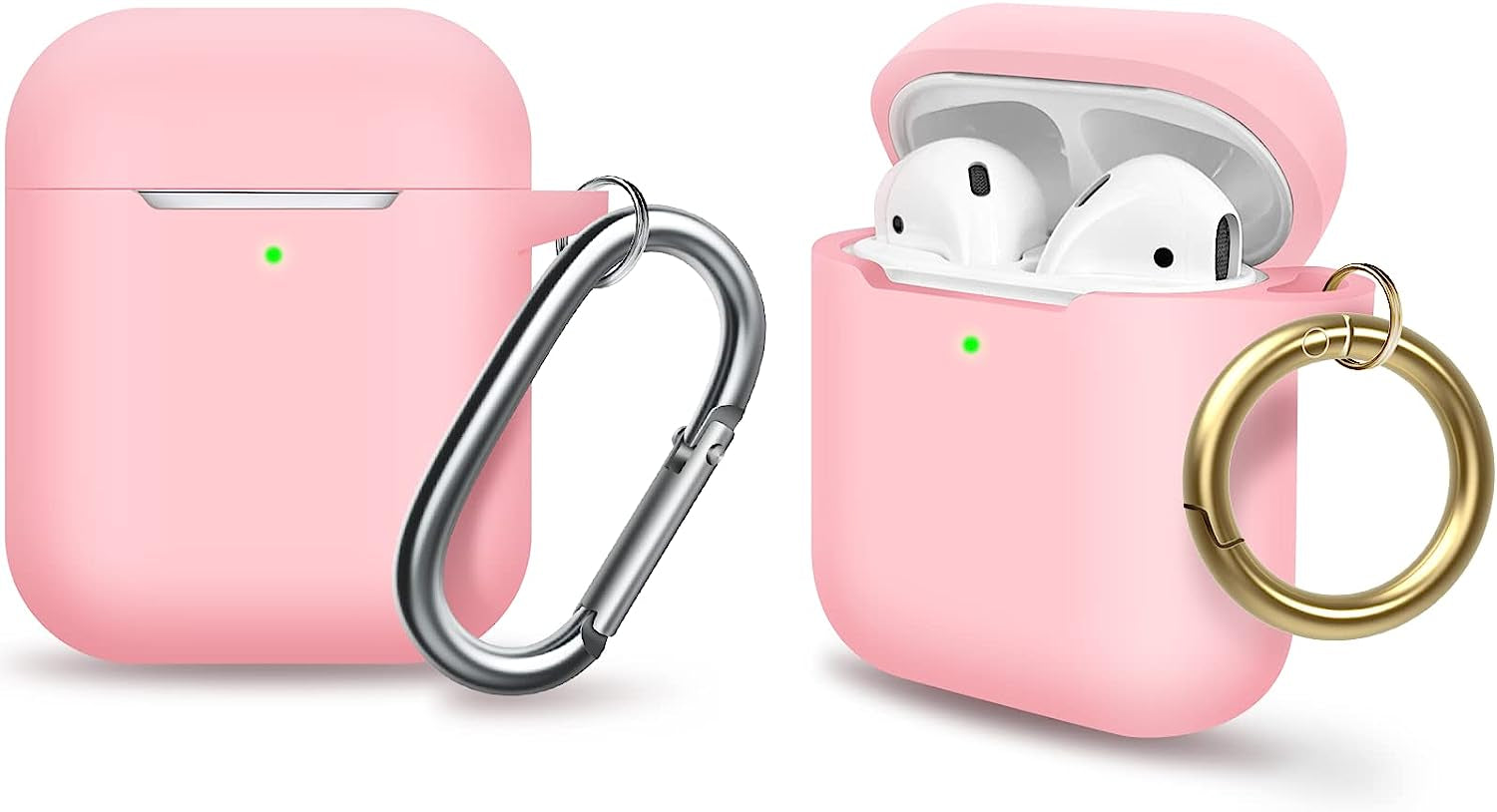 MOLOPPO Case Cover Compatible with Airpods, Soft Silicone Protective Cover with Keychain for Women Men Compatible with Apple Airpods 2Nd 1St Generation Charging Case, Front LED Visible- Milk Tea  MOLOVA D-Pink  