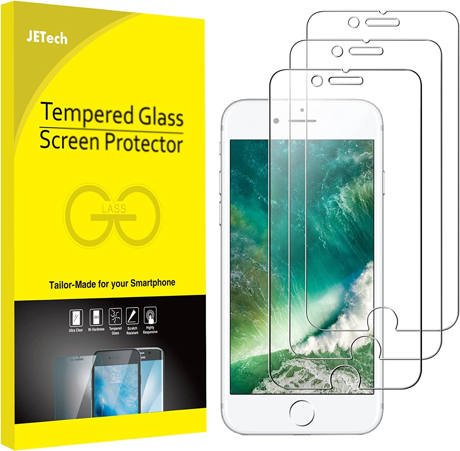 Jetech Screen Protector for Iphone 7/8, 4.7-Inch, Tempered Glass Film, 2-Pack  JETech 3-Pack  