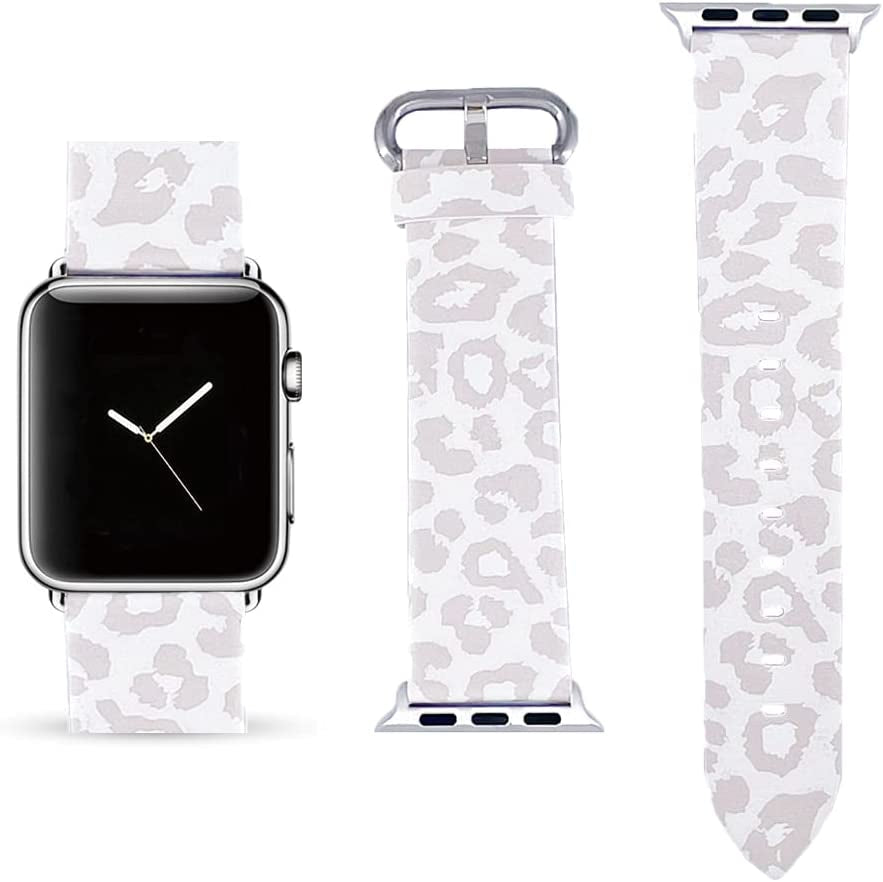 White Marble Replacement Band Compatible for Iwatch 42Mm/44Mm Pastel Bay Wrist Band PU Leather Strap Compatible for Apple Watch Smartwatch Series 8 7 6 5 4 3 2 1 SE Version  Pastel Bay Leopard 38mm/40mm 