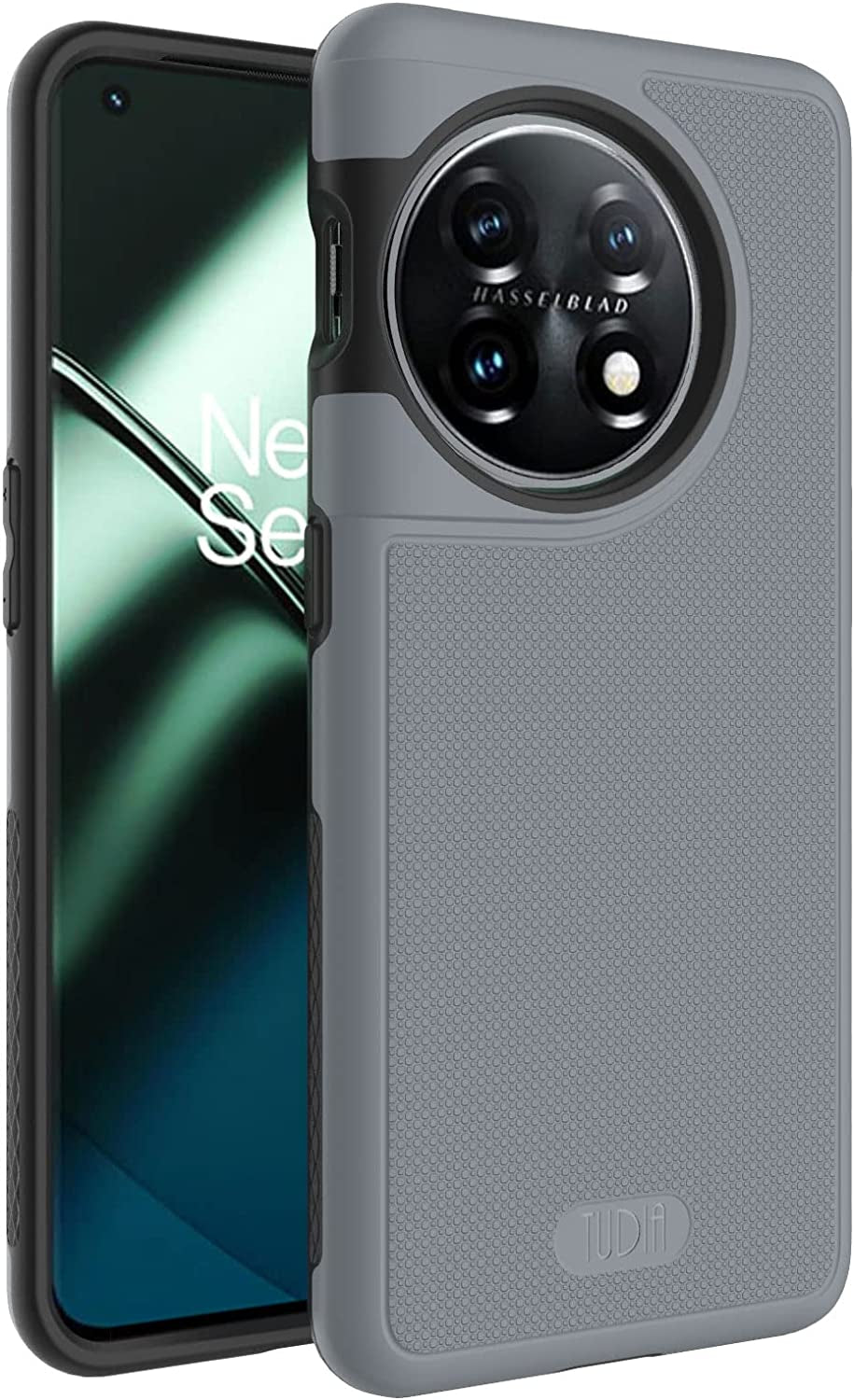 TUDIA Dualshield Grip Designed for Oneplus 11 Case 5G (2023), [Mergegrip] Dual Layer Shockproof Slim Military Grade Non-Slip Tough Heavy Duty Protective Phone Case Cover (Smokey Pink)  TUDIA Gray  