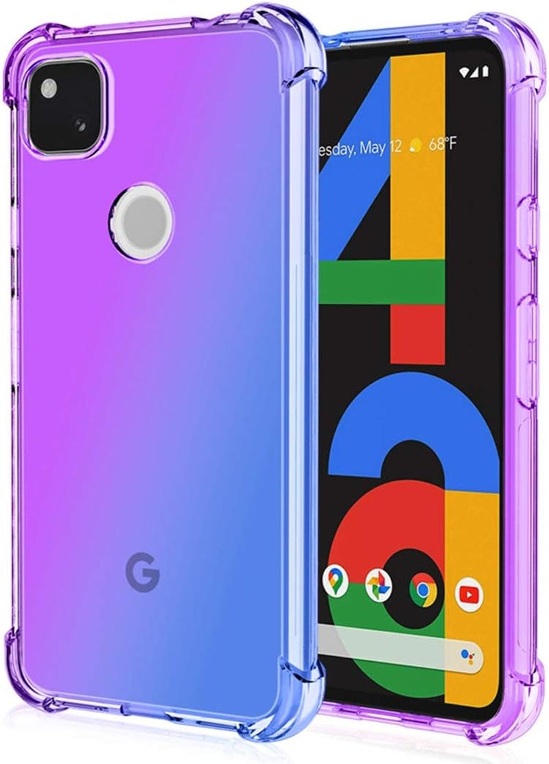 Ueokeird Google Pixel 4A Case (2020) [NOT Fit Pixel 4A 5G], Clear Cute Gradient Phone Case Slim anti Scratch Flexible TPU Cover Shockproof Protective Case for Google Pixel 4A (Purple/Blue)  Ueokeird   