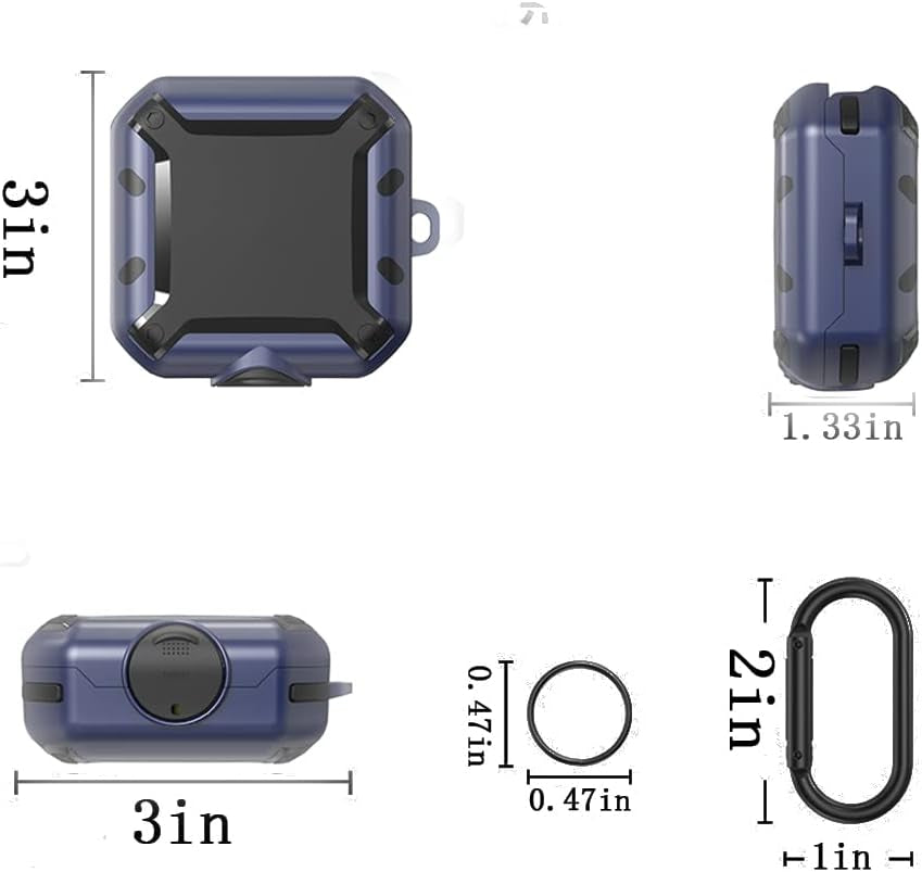 For Beats Fit Pro 2021 Case Cover with Lock, Protective Case for Men Military Hard Rugged Shockproof Cover with Keychain and Lanyard (Blue)  Yuefei Huang   