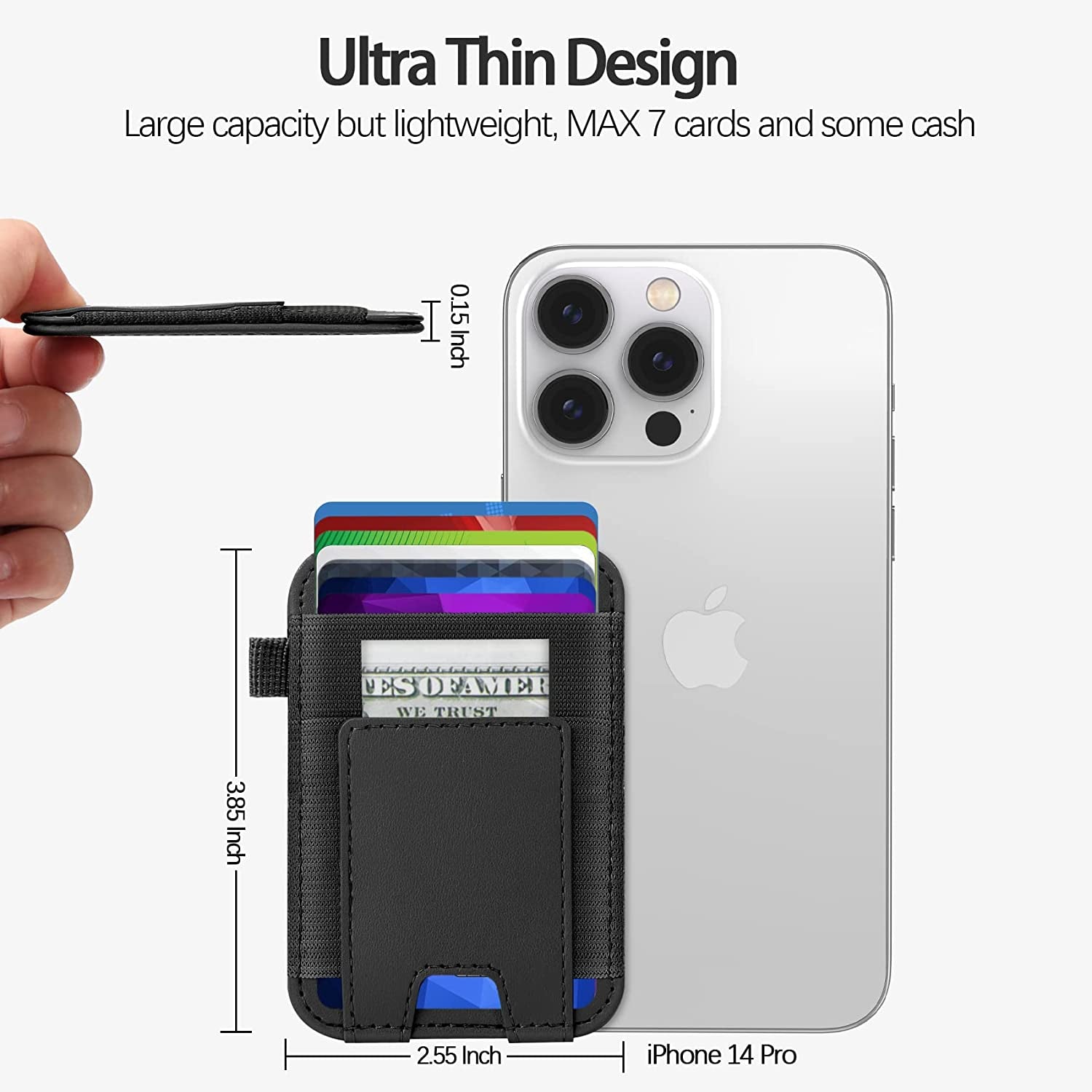 Magnetic Card Wallet Holder for Apple Magsafe, Magsafe Wallet for Iphone 14 Iphone 13 Iphone 12 Magsafe Leather Wallet, Magnetic Card Holder for Back of Iphone 14/13/ 12 Series, Fit 7 Cards, Black  ExtreLife   