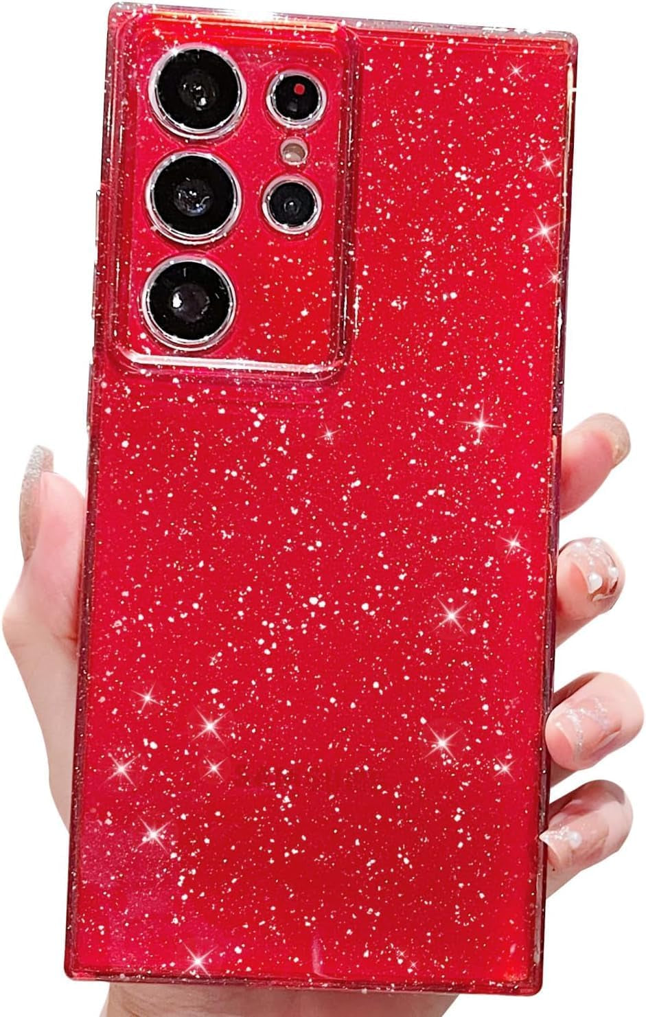 MINSCOSE Compatible with for Samsung Galaxy S22 plus Case,Cute Neon Bright Color,Glitter Bling Thin Slim Shockproof Silicone Sparkly Case, Soft TPU Phone Case for Women Girl-Black  MINSCOSE Wine Red S22 Ultra 