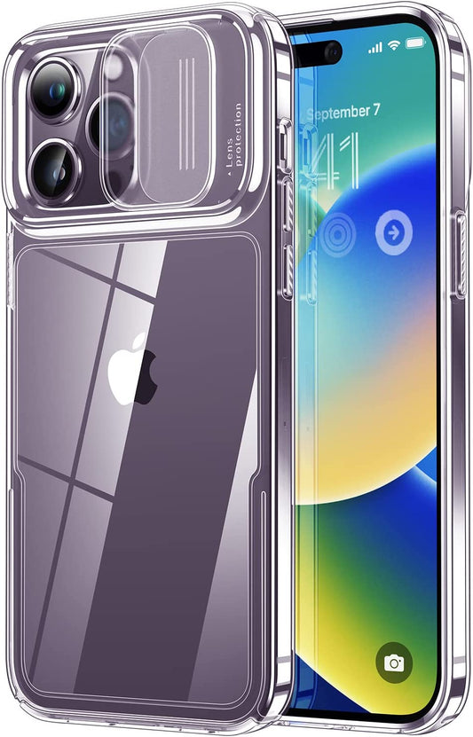 Simtect Designed for Iphone 14 Pro Case with Sliding Camera Cover, Shockproof & Military-Grade Protective Silicone Phone Case for Iphone 14 Pro 6.1 Inch - Clear  Simtect   