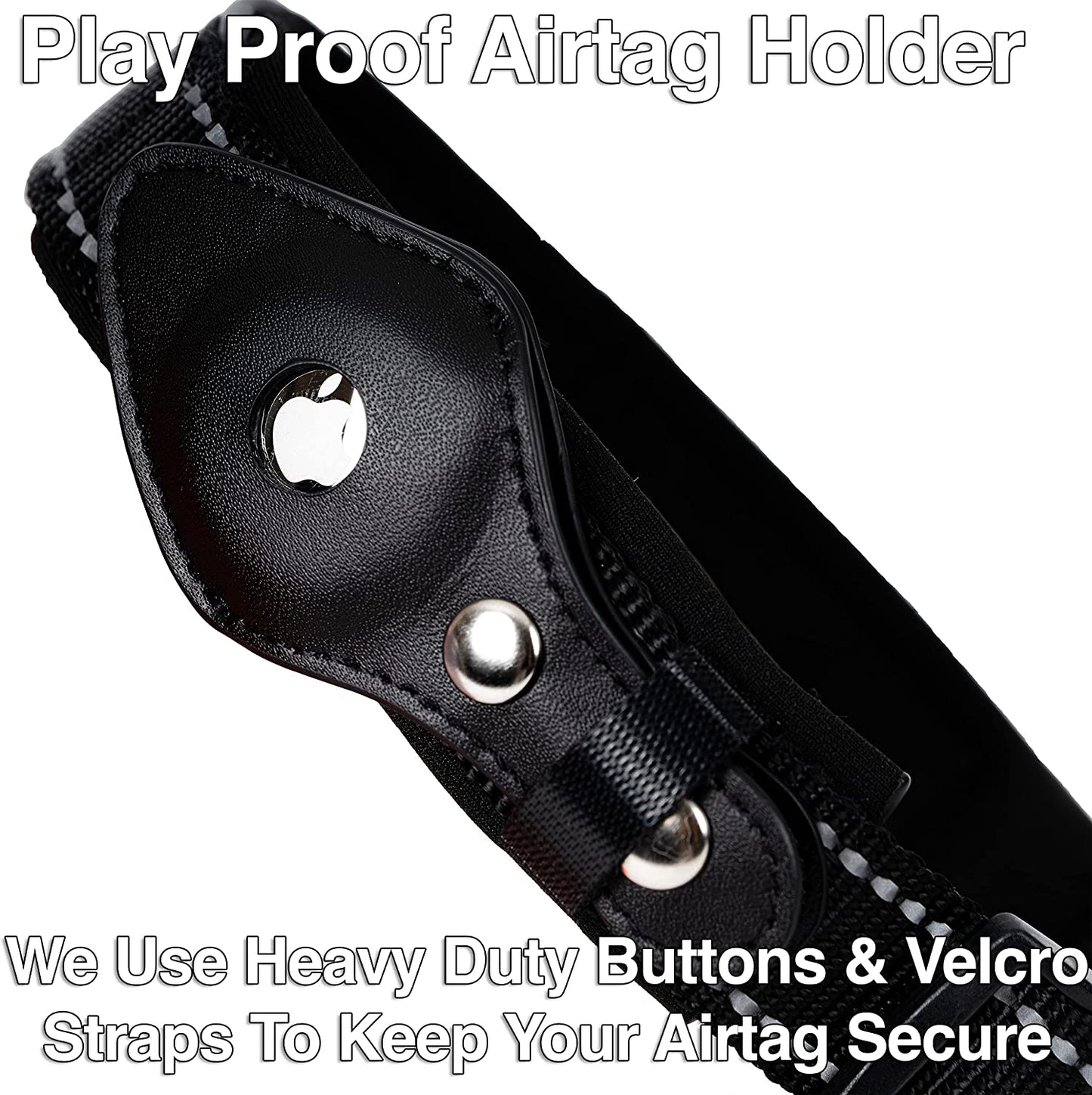 Safe Paws Reflective Airtag Dog Collar with Soft Neoprene - Our Durable Airtag Collar Holder Uses Heavy Duty Buttons to Secure Your Airtag - Air Tag Collars for Small Medium Large & XL Dogs (Black S)  Safe Paws   