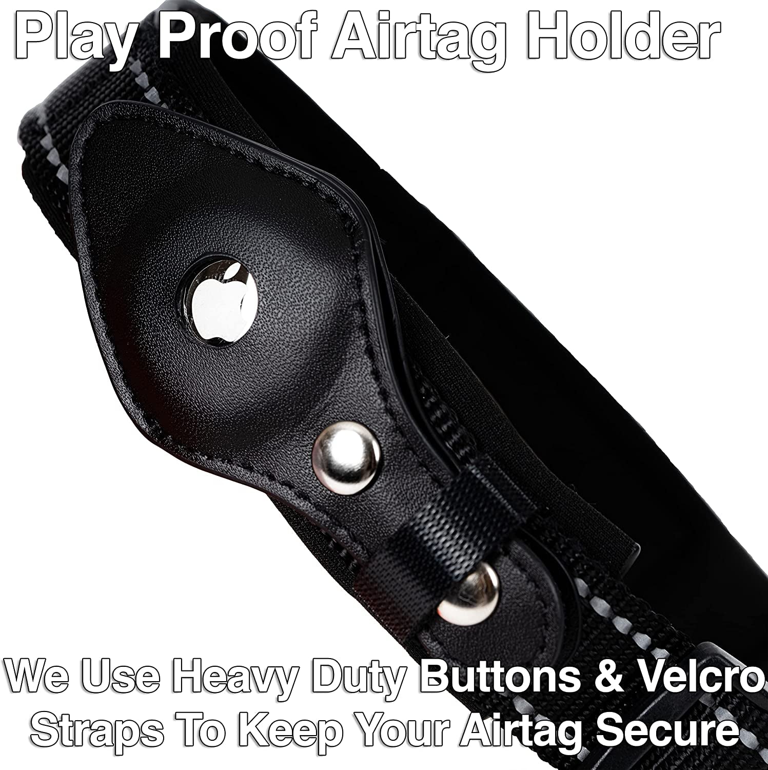 Safe Paws Reflective Airtag Dog Collar with Soft Neoprene - Our Durable Airtag Collar Holder Uses Heavy Duty Buttons to Secure Your Airtag - Air Tag Collars for Small Medium Large & XL Dogs (Black S)  Safe Paws   