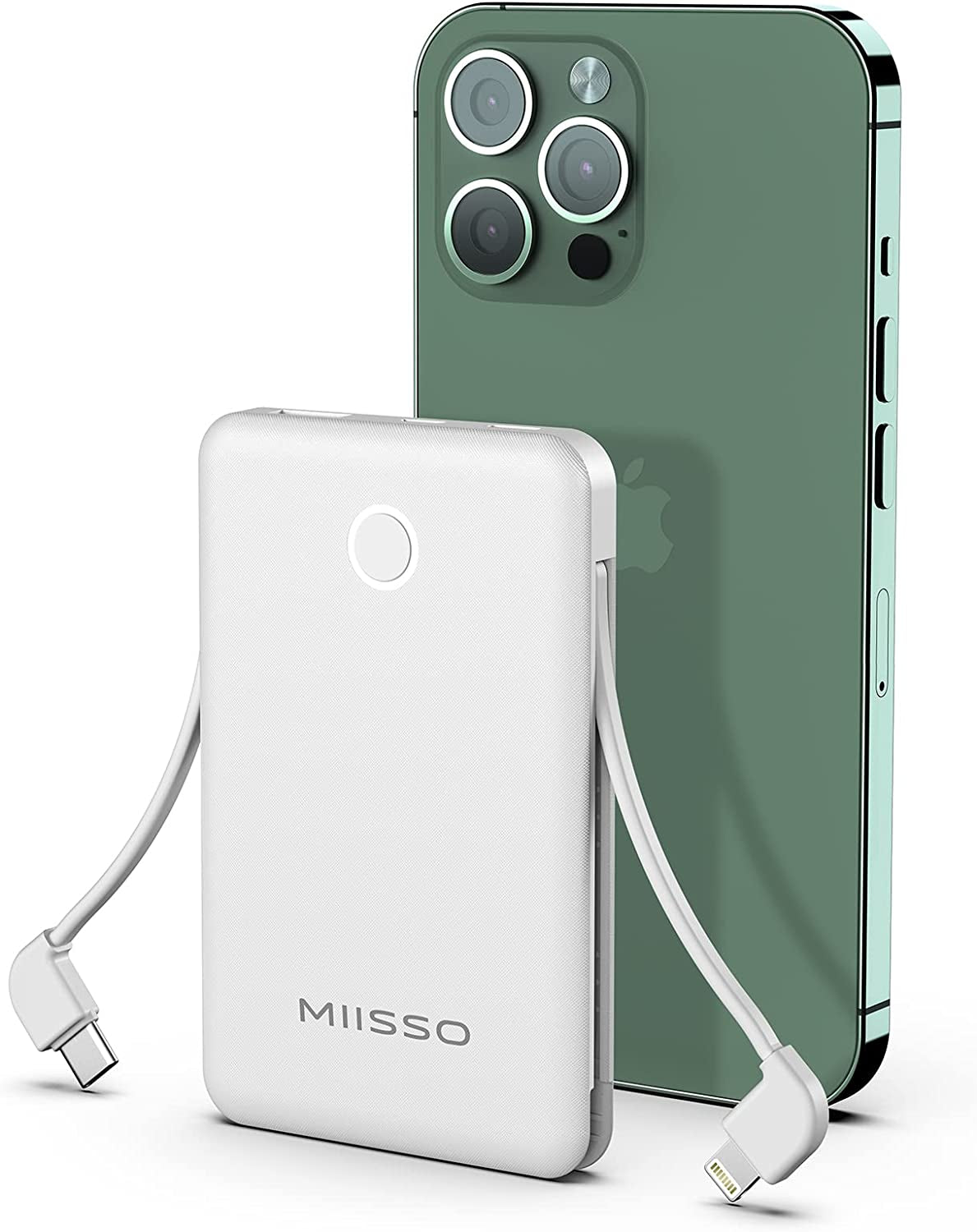 6000Mah Ultra Slim Built in Cables Power Bank, Card Size Built in USB C Cords Battery Pack Portable Charger for Phones, 3 Output External Battery Pack Compatible with Iphone, Samsung and Heated Vest  SHENZHEN APPLESSUN ELECTRONIC CO.LTD 6000mah White  