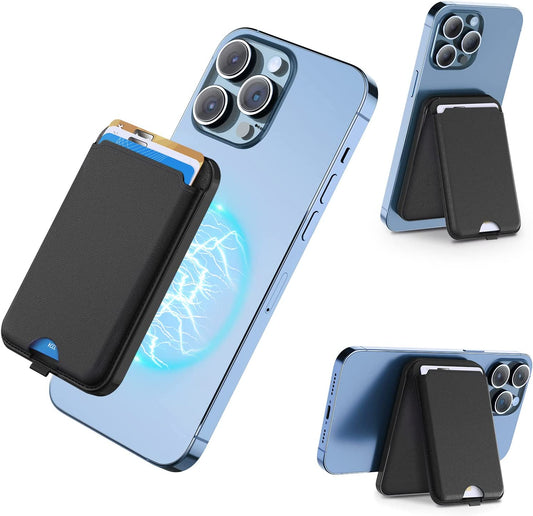 SHANSHUI Wallet for Magsafe, Magnetic Wallet with Ajustable Stand Anti-Drop Magnet Card Holder for Back of Phone Wallet Credit Card Holder Compatible for Iphone 14/13/12 Series & Magsafe Case Black  SHANSHUI   
