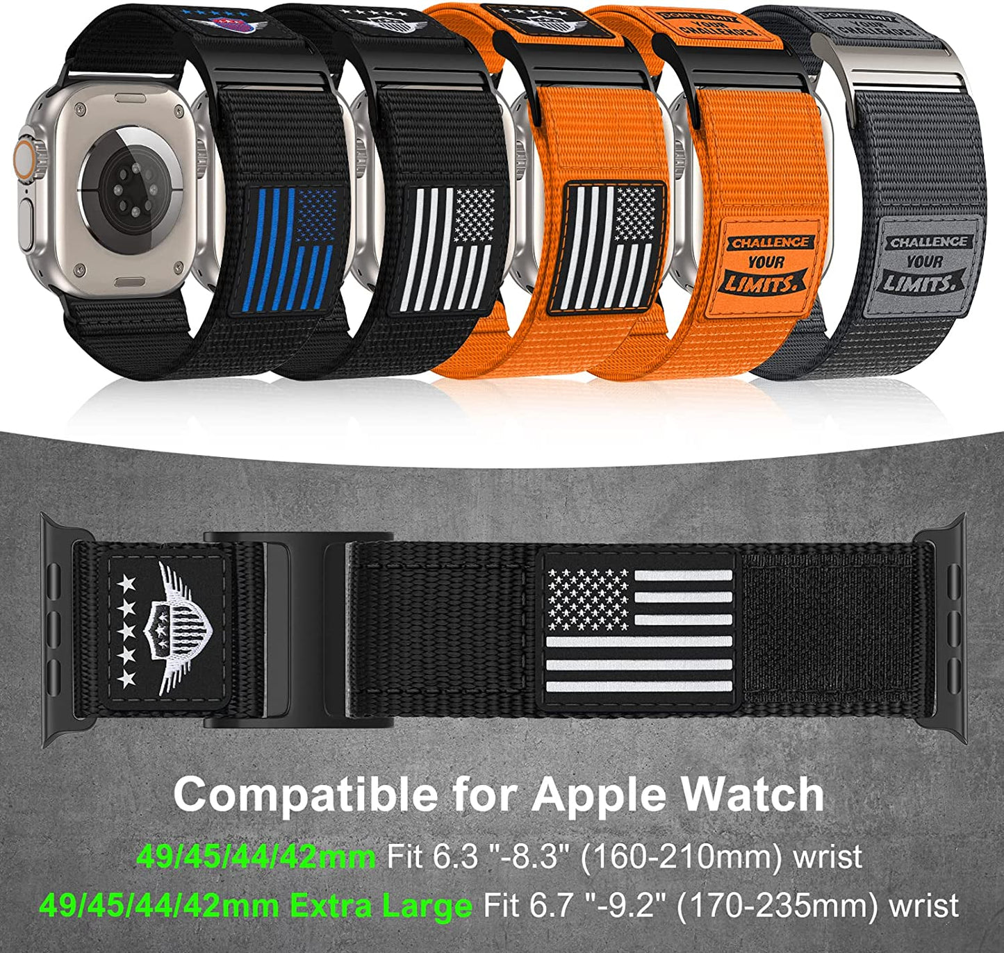 Rugged Nylon Band Compatible with Apple Watch Ultra Band 49Mm 45Mm 44Mm 42Mm,Soft Sport Loop Adjustable Wristbands Replacement Strap for Apple Watch Band Iwatch Ultra Series 8/7/SE/6/5/4/3/2/1  Hehighti   