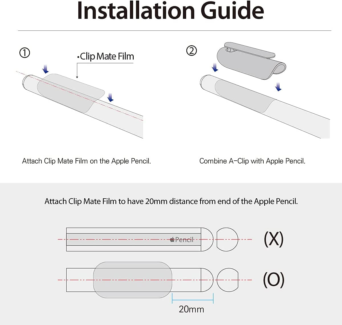 Araree A-Clip Compatible with Apple Pencil 1St Generation/ 2Nd Generation Hard Material Clip for Apple Pencil, Pencil Pocket Clip for Women Men Girl with 2Pcs - Clear White  KDLAB INC   