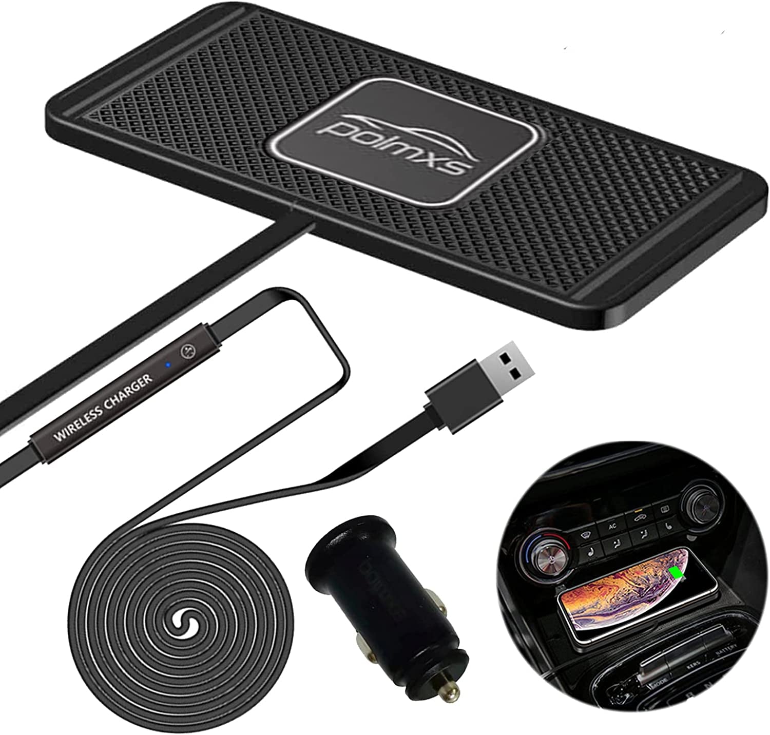 Wireless Charger,Polmxs Wireless Car Charger Charging Pad 10W Wireless Phone Charger Fast Non Slip Charger for Car Android Wireless Charging Mat for Cell Phone Galaxy 21/20 NOTE10 S9S10 S8(C1Y)  POLMXS   