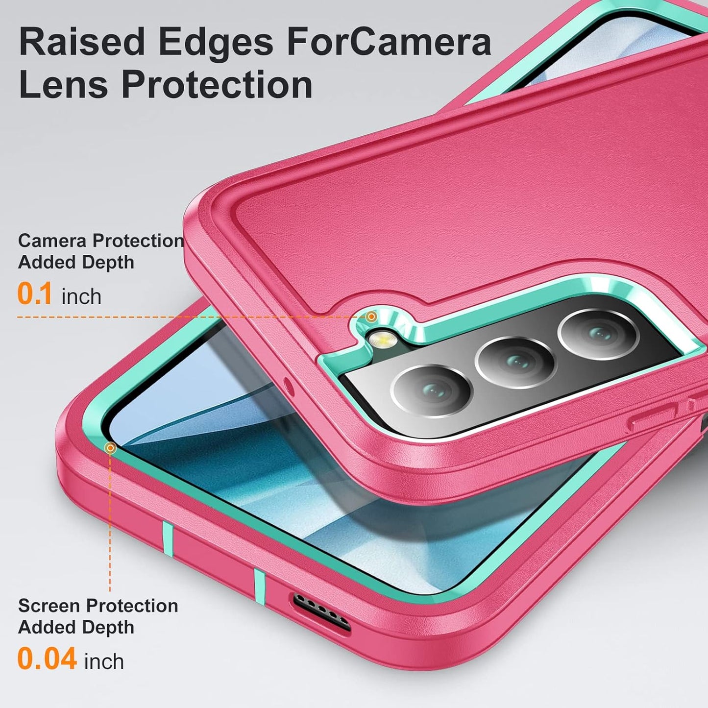 For Samsung Galaxy S22 plus Case Galaxy S22+ Case with Kickstand Case 3-Layer Military Grade Protective Case Cover Silicone Rugged Shockproof for Galaxy S22 plus S22+ Phone Case (Rose Red+Cyan)  Fucozan   