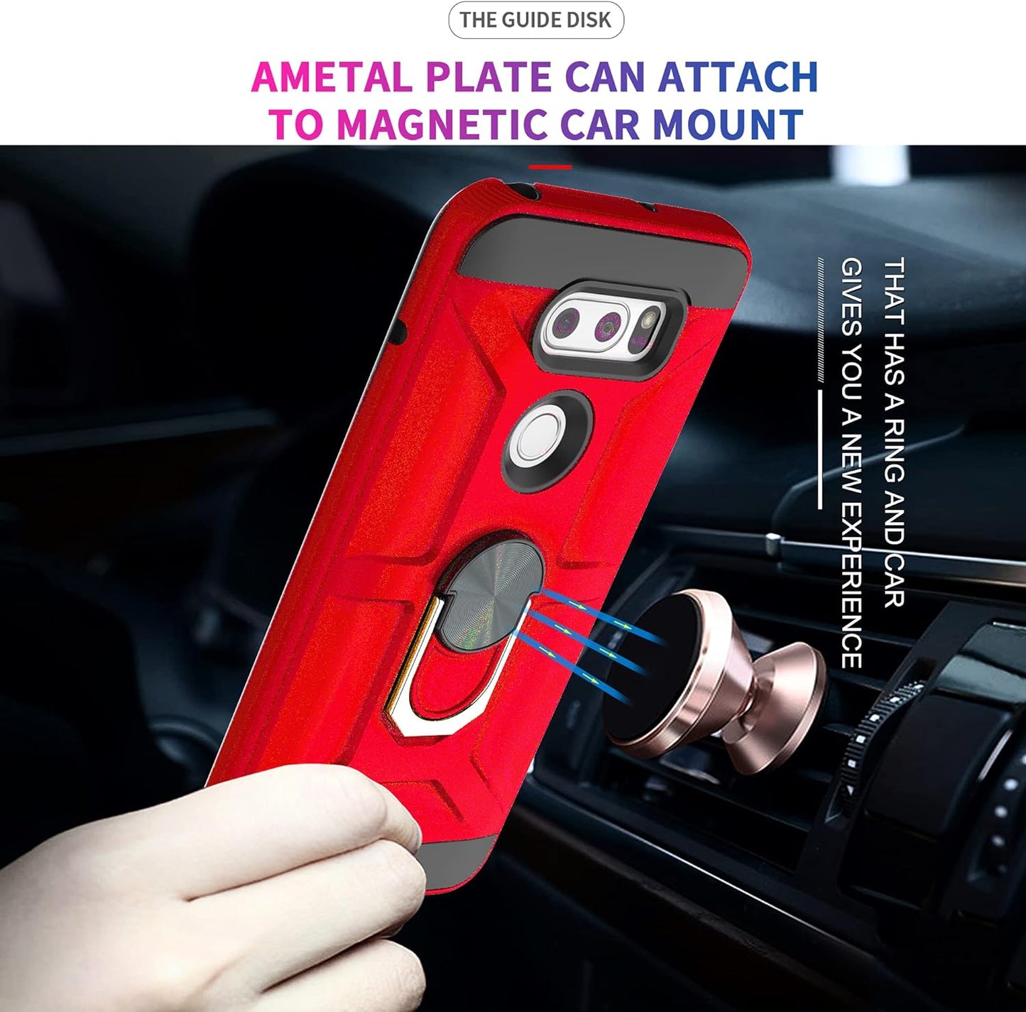 Ymhxcy Case Compatible with LG V35 Thinq/V30/V30 Plus/ V30S Thinq/ V35 Case with HD Screen Protector,360 Degree Rotating Ring Kickstand Holder Dual Layers of Shockproof Case for V30-ZS (Zs-Red)  YmhxcY   