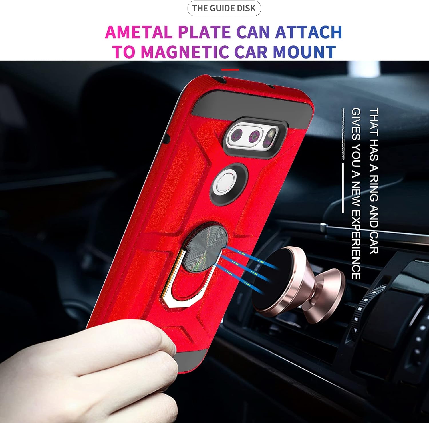 Ymhxcy Case Compatible with LG V35 Thinq/V30/V30 Plus/ V30S Thinq/ V35 Case with HD Screen Protector,360 Degree Rotating Ring Kickstand Holder Dual Layers of Shockproof Case for V30-ZS (Zs-Red)  YmhxcY   