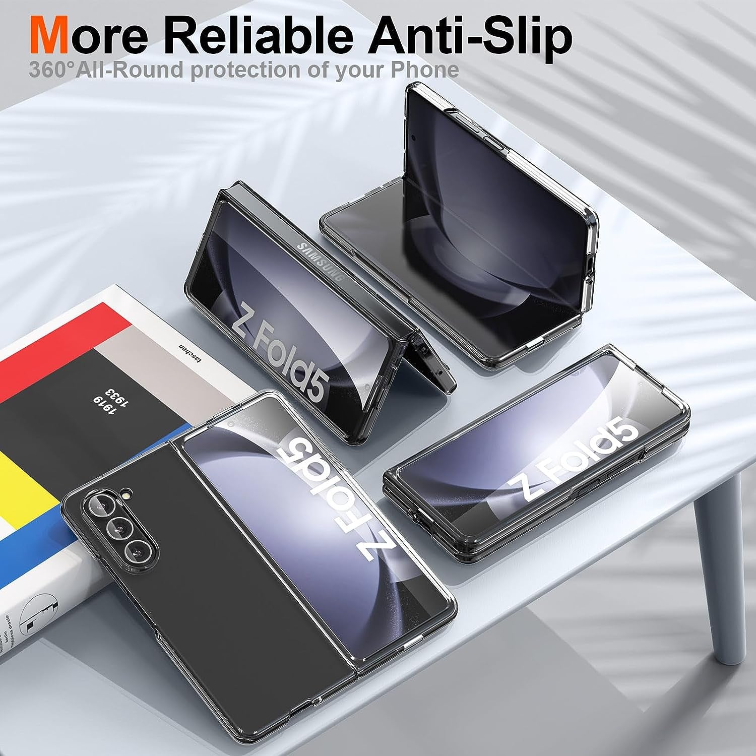 Foluu Clear Case for Samsung Galaxy Z Fold 5 with Front Built-In Screen Protector - Scratch Resistant Hard PC Back Bumper Protective Shockproof Cover for Samsung Galaxy Z Fold5 5G 2023  Foluu   