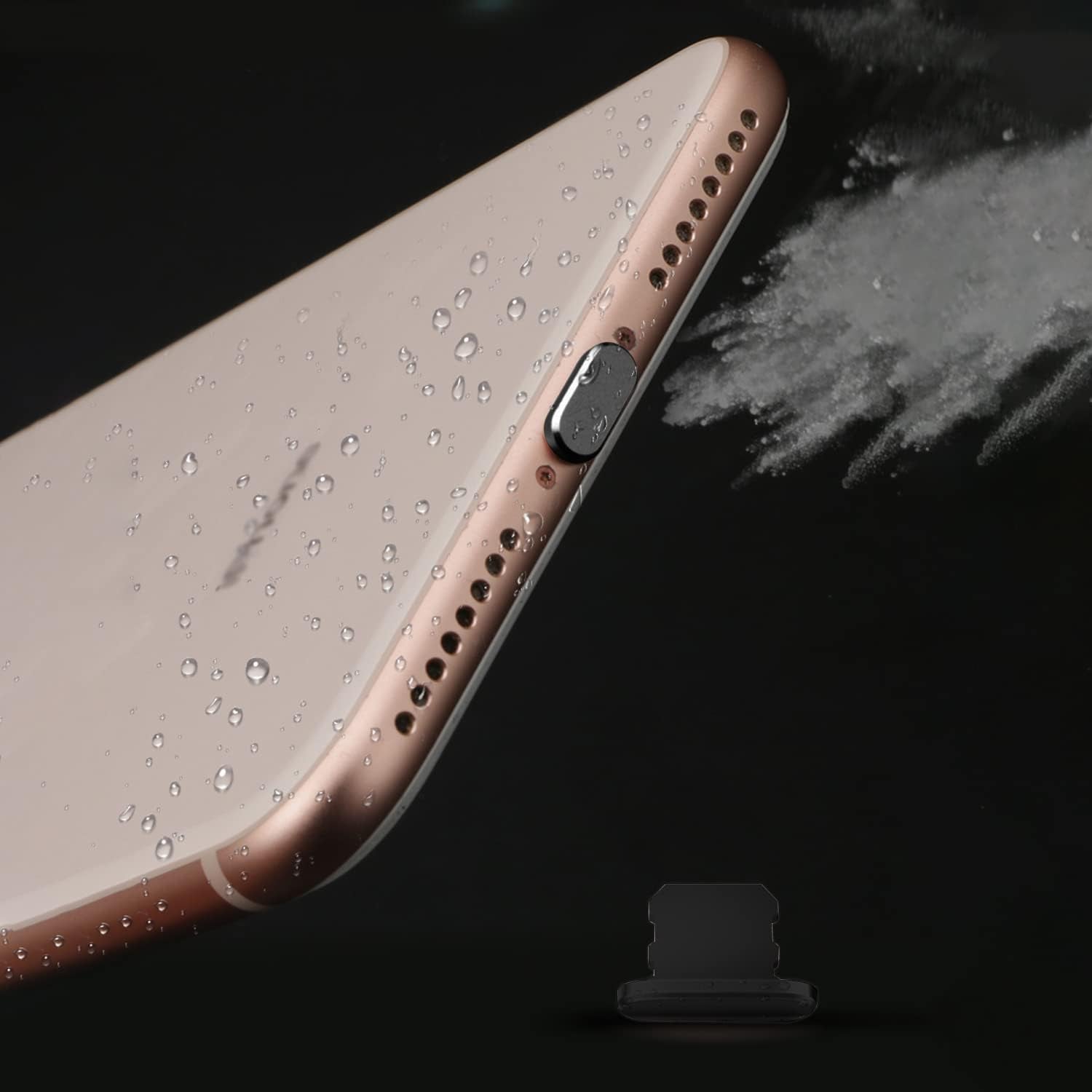 6-Pack Aluminum Anti-Dust Plugs for Iphone 13 12 Pro Max 11 XR XS 7 8 plus Airpods Dust Cover for Lightning Charging Port with Mini Storage Case (Black)  LYRYBEYCA   