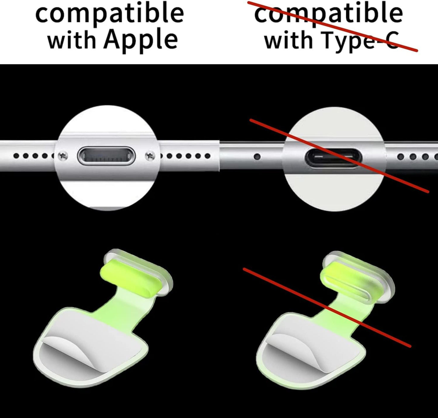 NOCRLG Phone Dust Plug, Compatible with Iphone Lightning Port Protects Charging Port anti Dust Cover, Luminous Dust Plug Silicone Phone Charging Port (5 Pack)  NOCRLG   