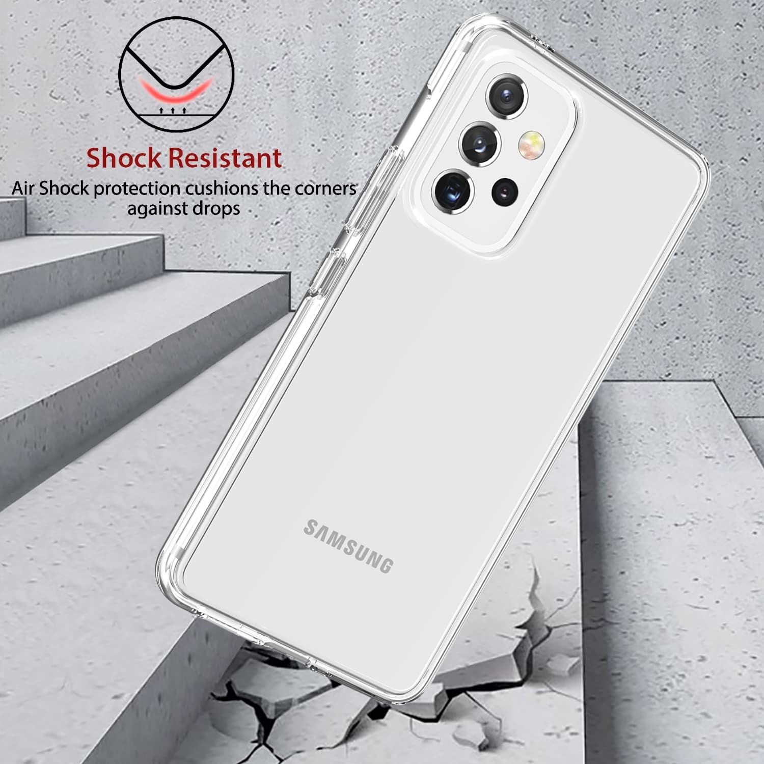 TJS Compatible with Samsung Galaxy A53 5G Case, with Tempered Glass Screen Protector, Hybrid Shockproof Protective Cover Hard Back Drop Protection Phone Case Cover (Clear)  TJS   