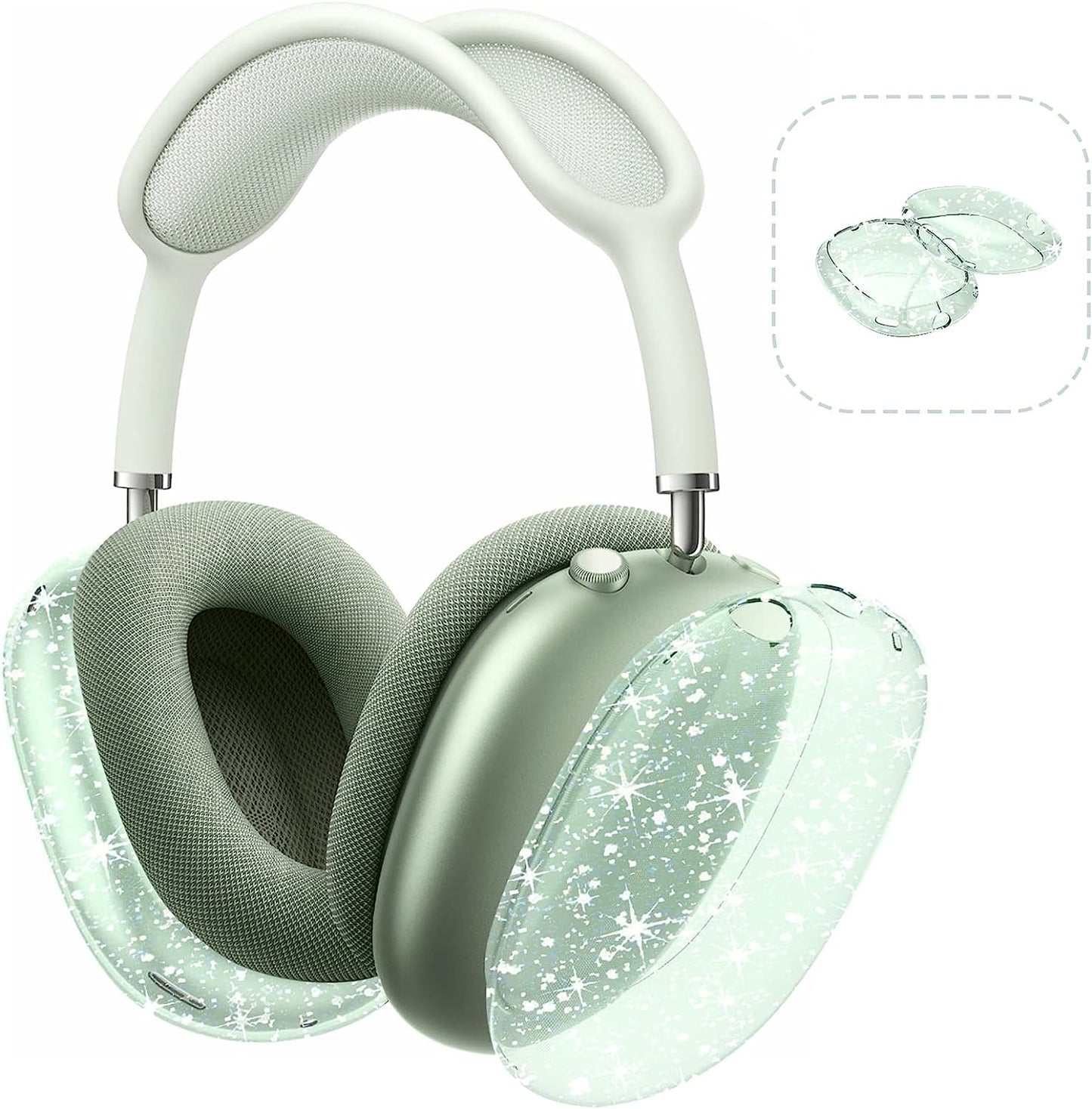 Aiaabq for Airpods Max Case Cover, Clear Soft TPU Skin Anti-Scratch, Transparent Accessories Ultra Protective Cover for Apple Airpods Max Headphones Case  Aiaabq Transillumination - Green  