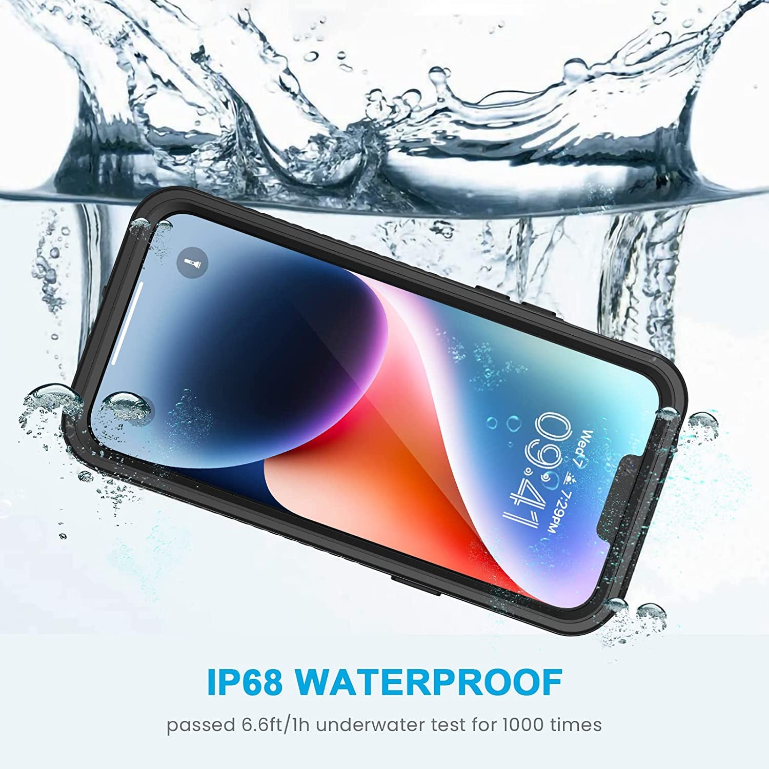 Lanhiem for Iphone 14 Case, IP68 Waterproof Dustproof Shockproof 14 Case with Built-In Screen Protector, Full Body Sealed Protective Front and Back Cover for Iphone 14, 6.1 Inch (Black)  Lanhiem   
