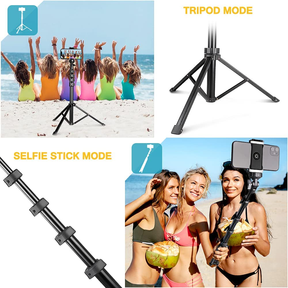 Aureday 62" Phone Tripod Accessory Kits, Camera & Cell Phone Tripod Stand with Wireless Remote and Universal Tripod Head Mount, Perfect for Selfies/Video Recording/Vlogging/Live Streaming  Aureday   
