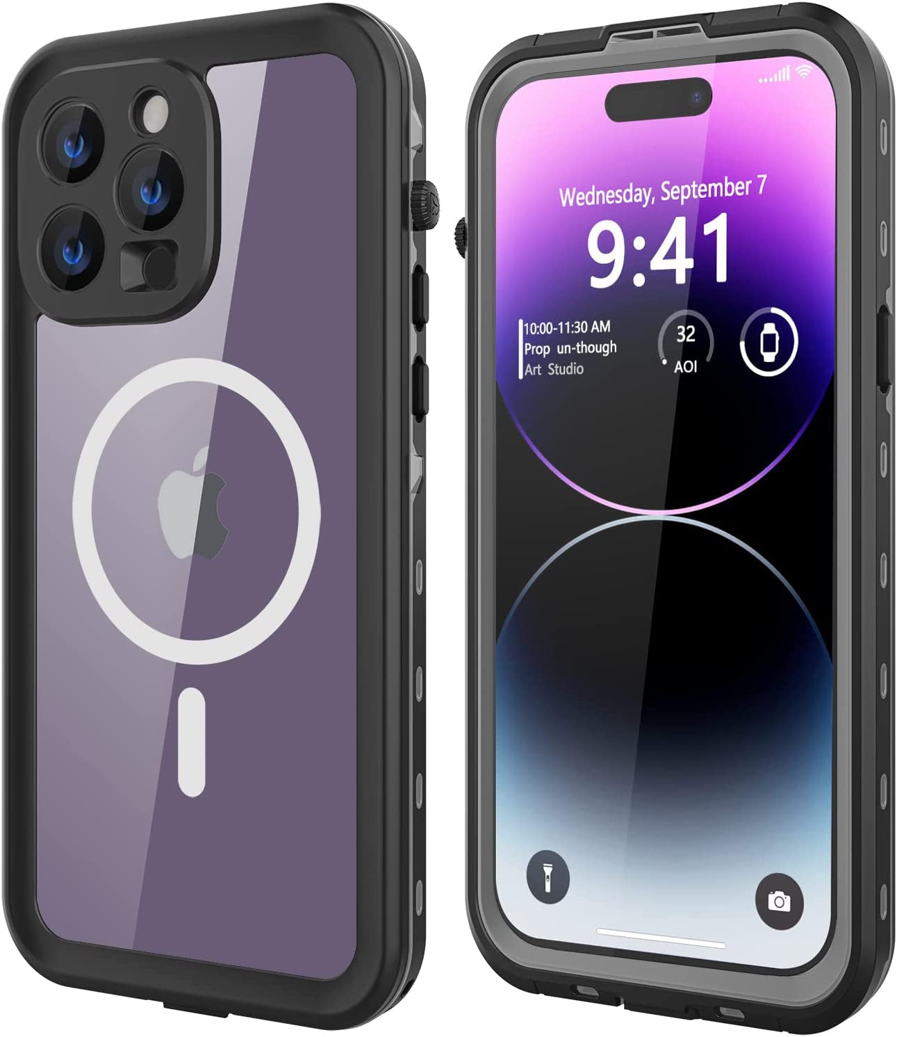 Dewfoam Design for Iphone 14 Waterproof Case, Shockproof Dustproof Phone Case for Iphone 14 with Screen Protector, Full Body Protective Cover for Iphone 14 6.1'' (Black)  Dewfoam Black iPhone 14 Pro 6.1'' 