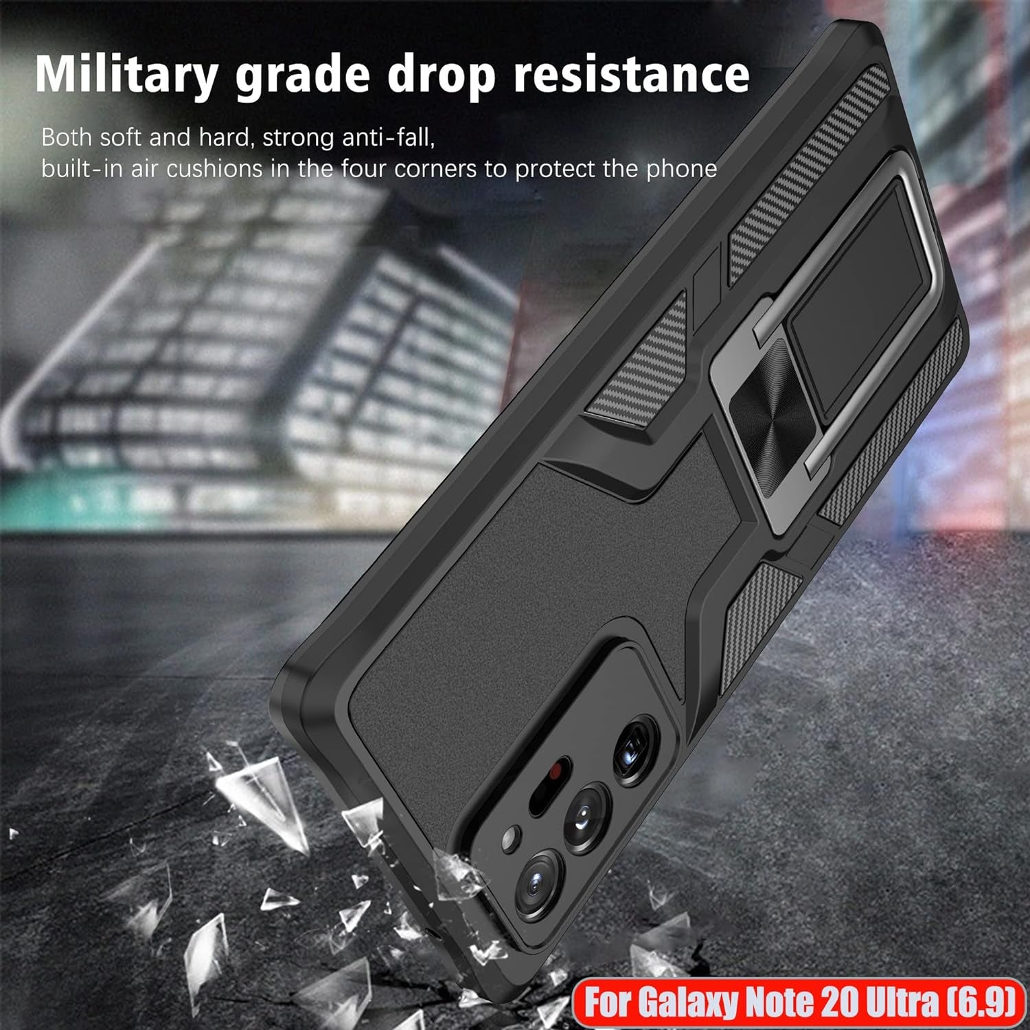 LMDAMZ Compatible Samsung Galaxy Note 20 Ultra Heavy Duty Military Grade Shockproof Kickstand Case Double Protection (TPU+PC) Solid and Durable Magnetic Car Phone Case, Suitable for 6.9 Inches (Black)  LMDAMZ   