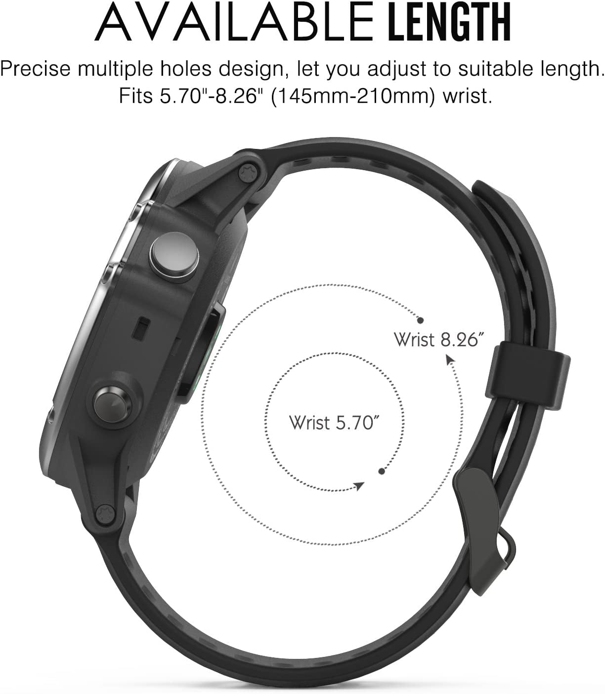 Moko Band Compatible with Garmin Fenix 3/Fenix 5X, Soft Silicone Replacement Watch Band Fit Garmin Fenix 3/Fenix 3 Hr/Fenix 5X/5X Plus/D2 Delta Px/Descent Mk1 Smart Watch - Black  MoKo   