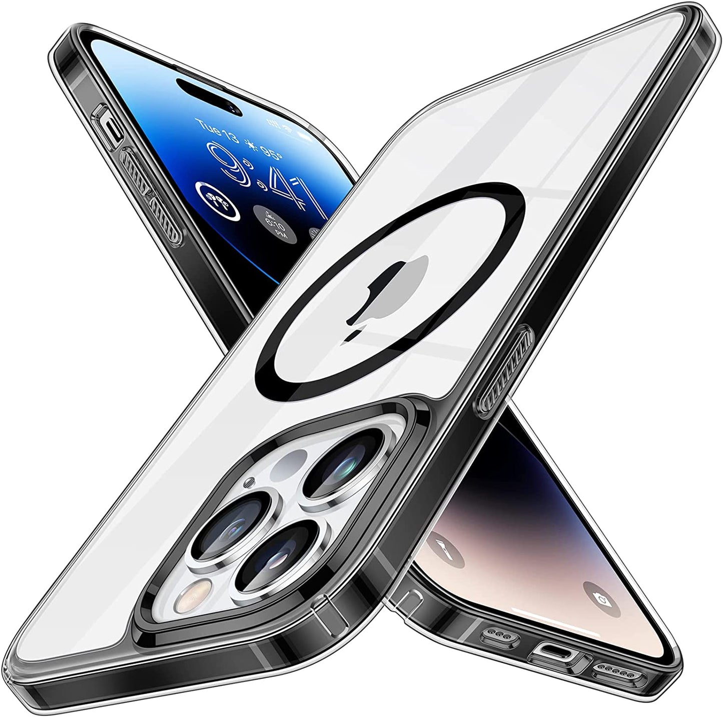 Simtect Designed for Iphone 14 Pro Case with Sliding Camera Cover, Shockproof & Military-Grade Protective Silicone Phone Case for Iphone 14 Pro 6.1 Inch - Clear  Simtect Magnetic Black Iphone 14 Pro Max 