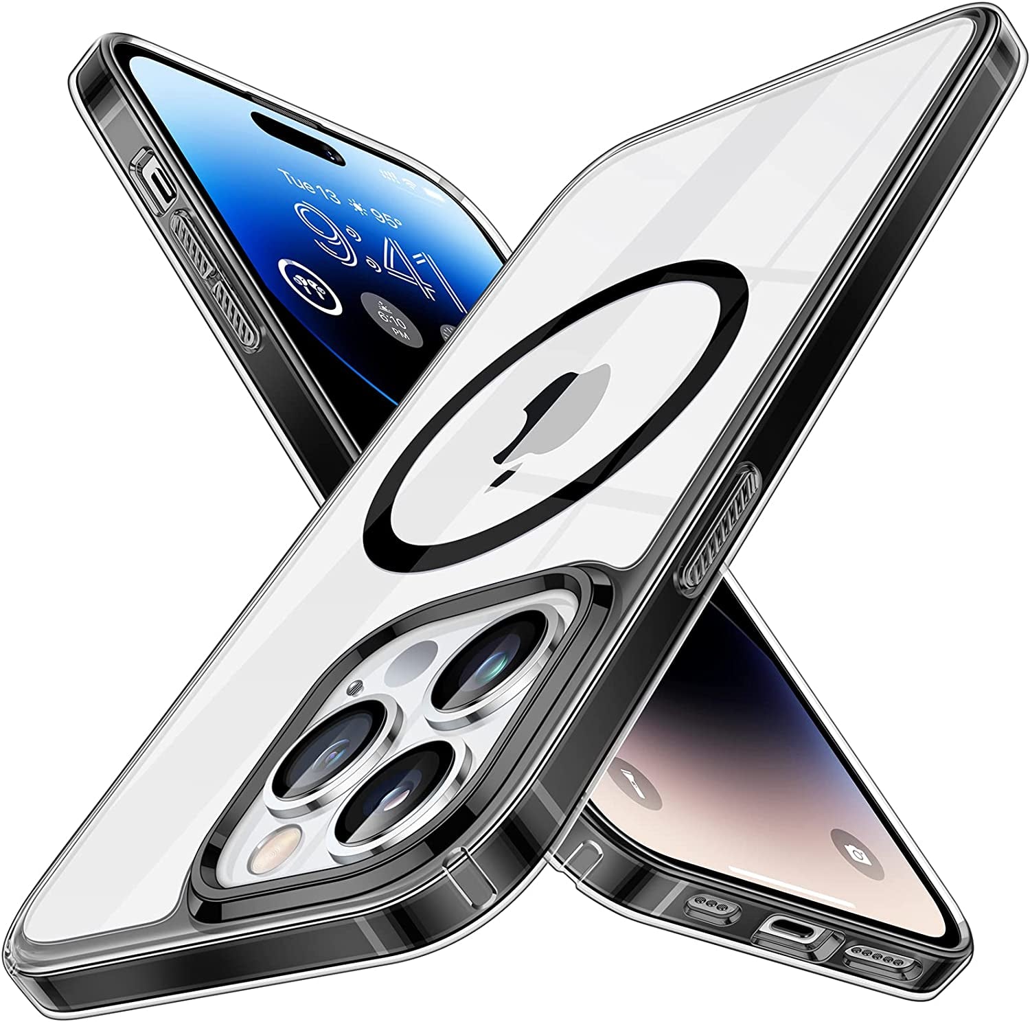 Simtect Designed for Iphone 14 Pro Case with Sliding Camera Cover, Shockproof & Military-Grade Protective Silicone Phone Case for Iphone 14 Pro 6.1 Inch - Clear  Simtect Magnetic Black Iphone 14 Pro Max 