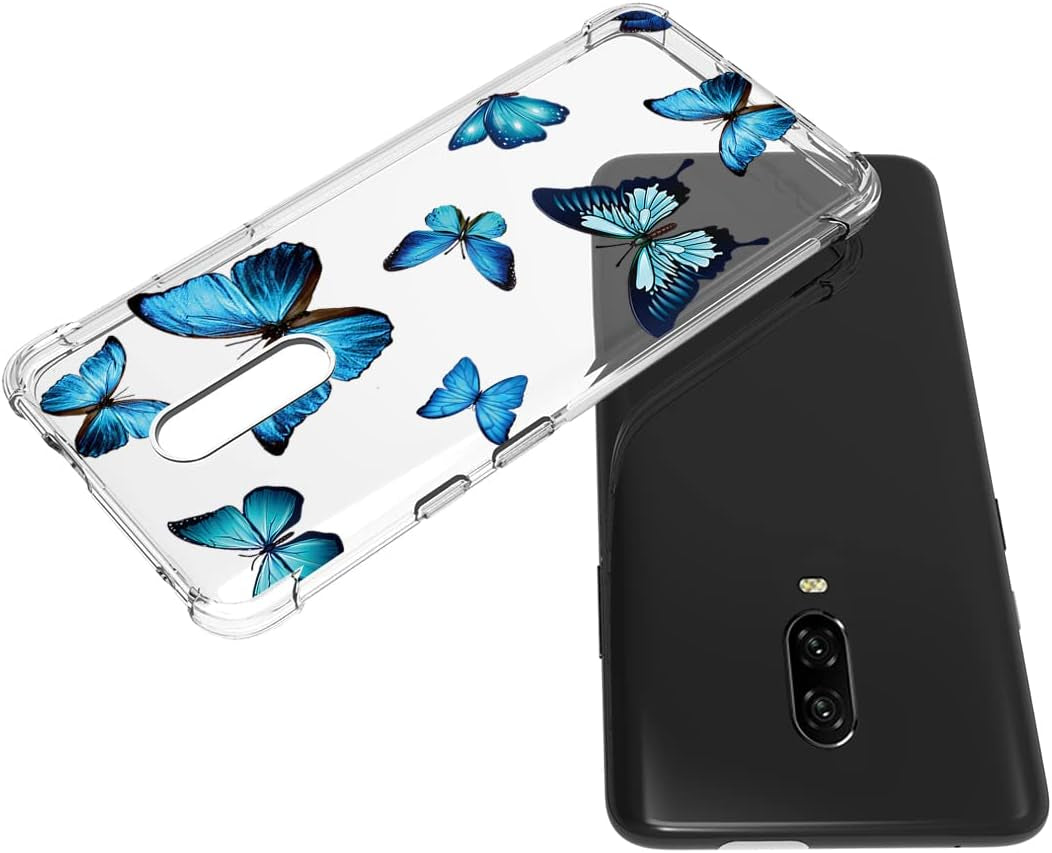 Vokuha for Oneplus 7 Gm1901/Oneplus 6T A6010 Case for Girls Women, Cute Clear Slim Shockproof Pattern Soft Flexible TPU Rubber Back Phone Protective Cover Cases for Oneplus 6T (Blue Butterfly)  Vokuha   
