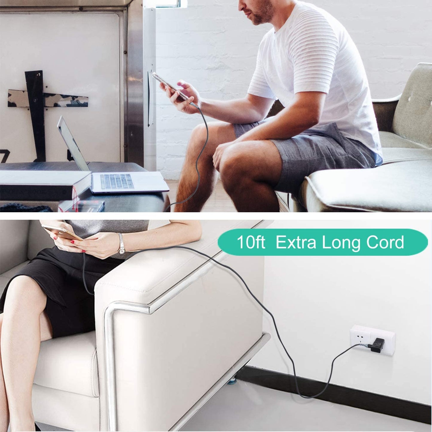 Adaptive Fast Charging Wall Charger with USB C Cable 10Ft, Excgood USB Fast Charger Type C Charger Compatible for Samsung Galaxy S23 Ultra A13 A03S A53 A23 S22 S21 S20 S10 S9 Android Phone-2Pack,Black  Shenzhen Hao Nuo Tian Electronics Co.,LTD   