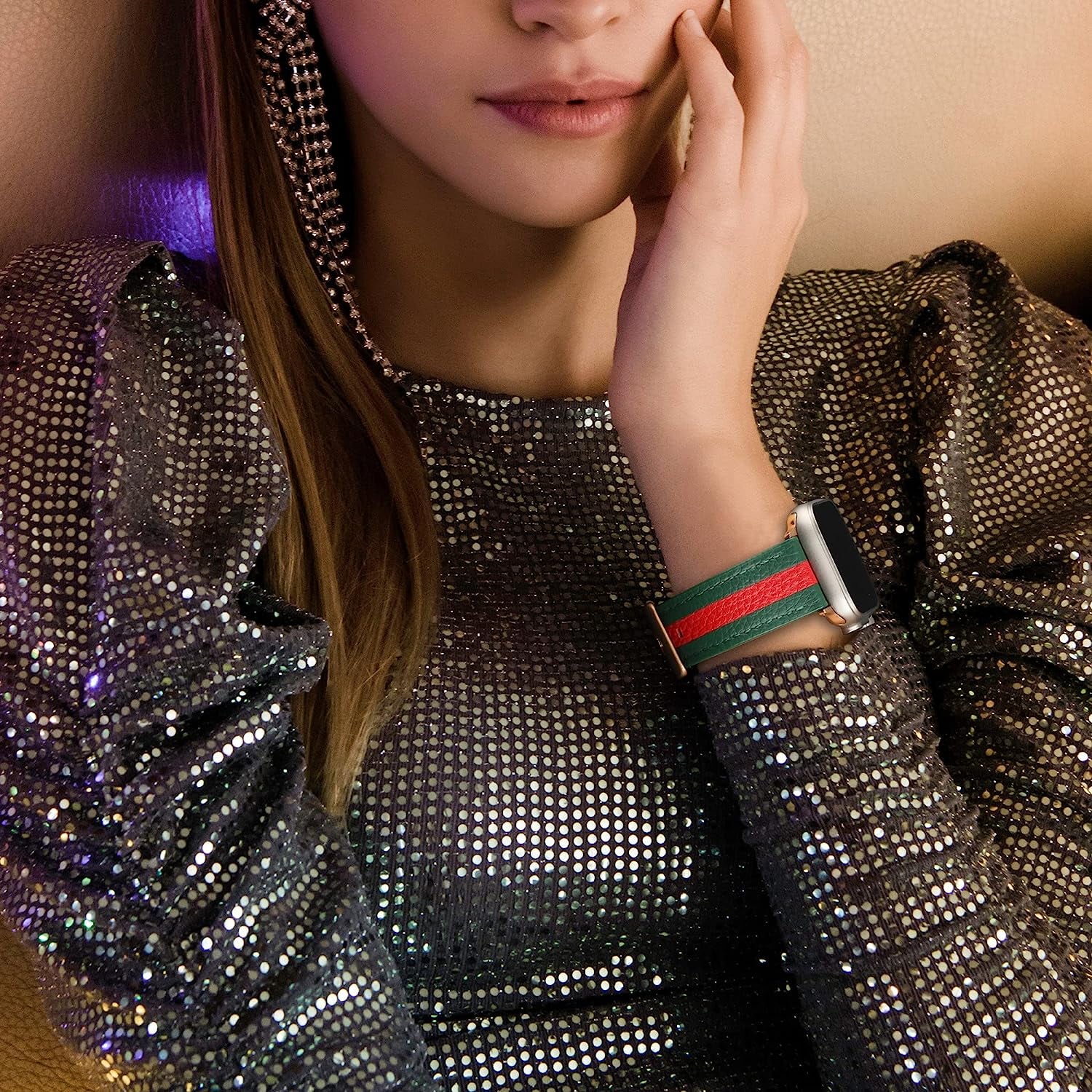 VAKS Compatible with Apple Watch Ultra Leather Band 38Mm 40Mm 41Mm 42Mm 44Mm 45Mm 49Mm for Women Men, Genuine Leather Wristband Replacement Strap for Iwatch Series Ultra/Se2/8/7/6/5/4/3/2/1/Se  VAKS   