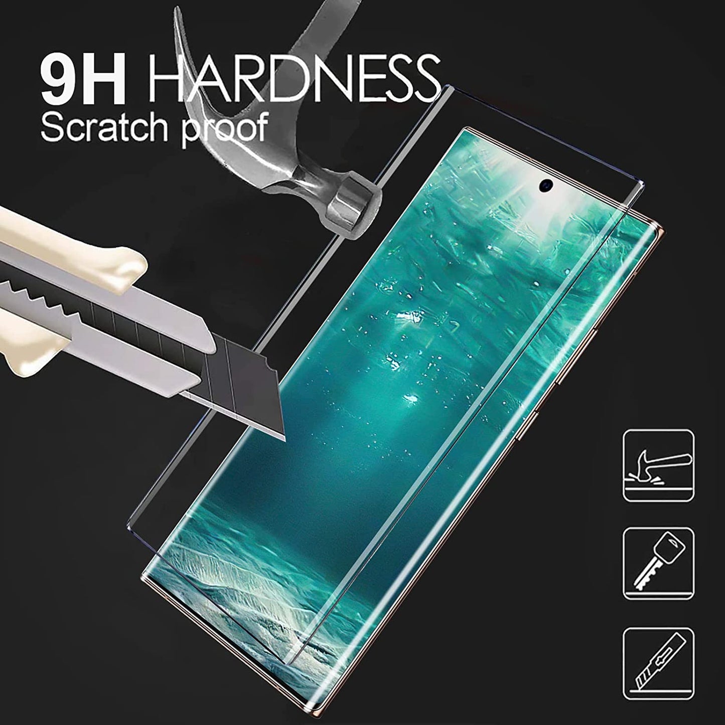 Samcorn [2+2 Pack] Screen Protector Samsung Galaxy Note 20Ultra/Note20 Ultra 5G,9H Tempered Glass,Ultrasonic Fingerprint Compatible,3D Curved,Hd Clear,Bubble-Free Galaxy Note 20Ultra Glass Protector  Samcorn   