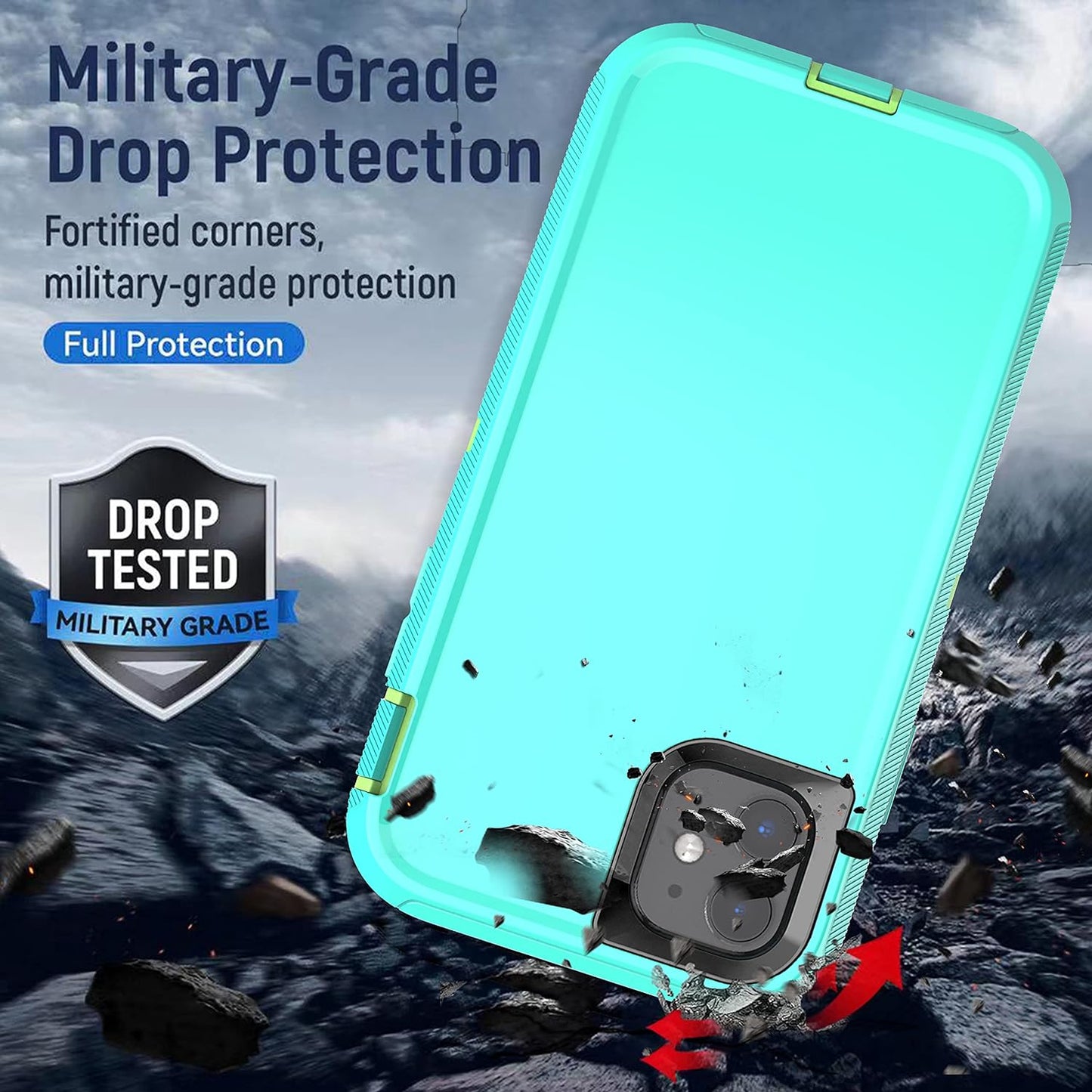 Ymhxcy for Iphone 11 Case Shockproof Dropproof Dust-Proof Drop Proof 3-Layer Durable Phone Case Heavy Duty Protection Phone Case Cover for Apple Iphone 11 6.1“ Aqua Blue and Lime Green  YmhxcY   