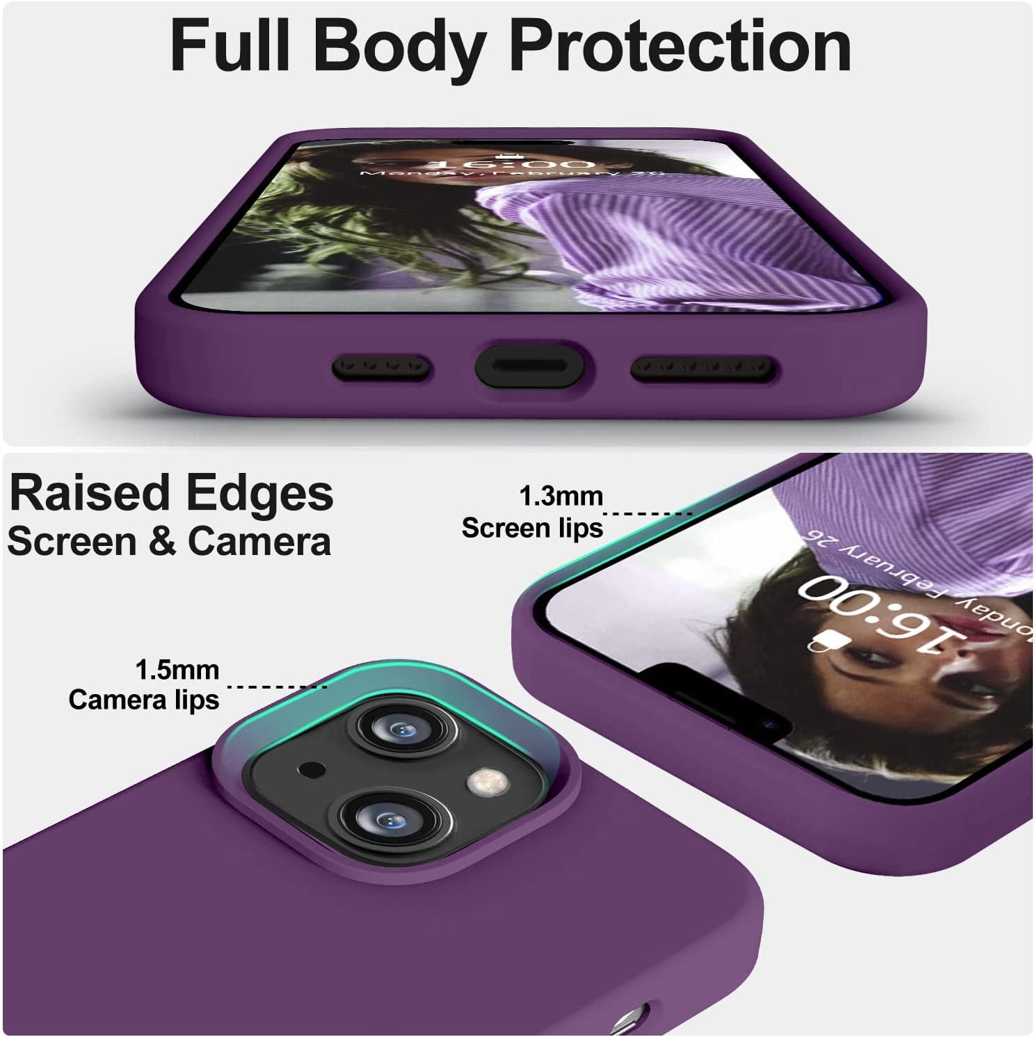Vooii Compatible with Iphone 14 Case,[Premium Liquid Silicone Full Body Protective] [Soft Microfiber Lining] Anti-Scratch Shockproof Protective Case for Iphone 14 - Deep Purple  Vooii   