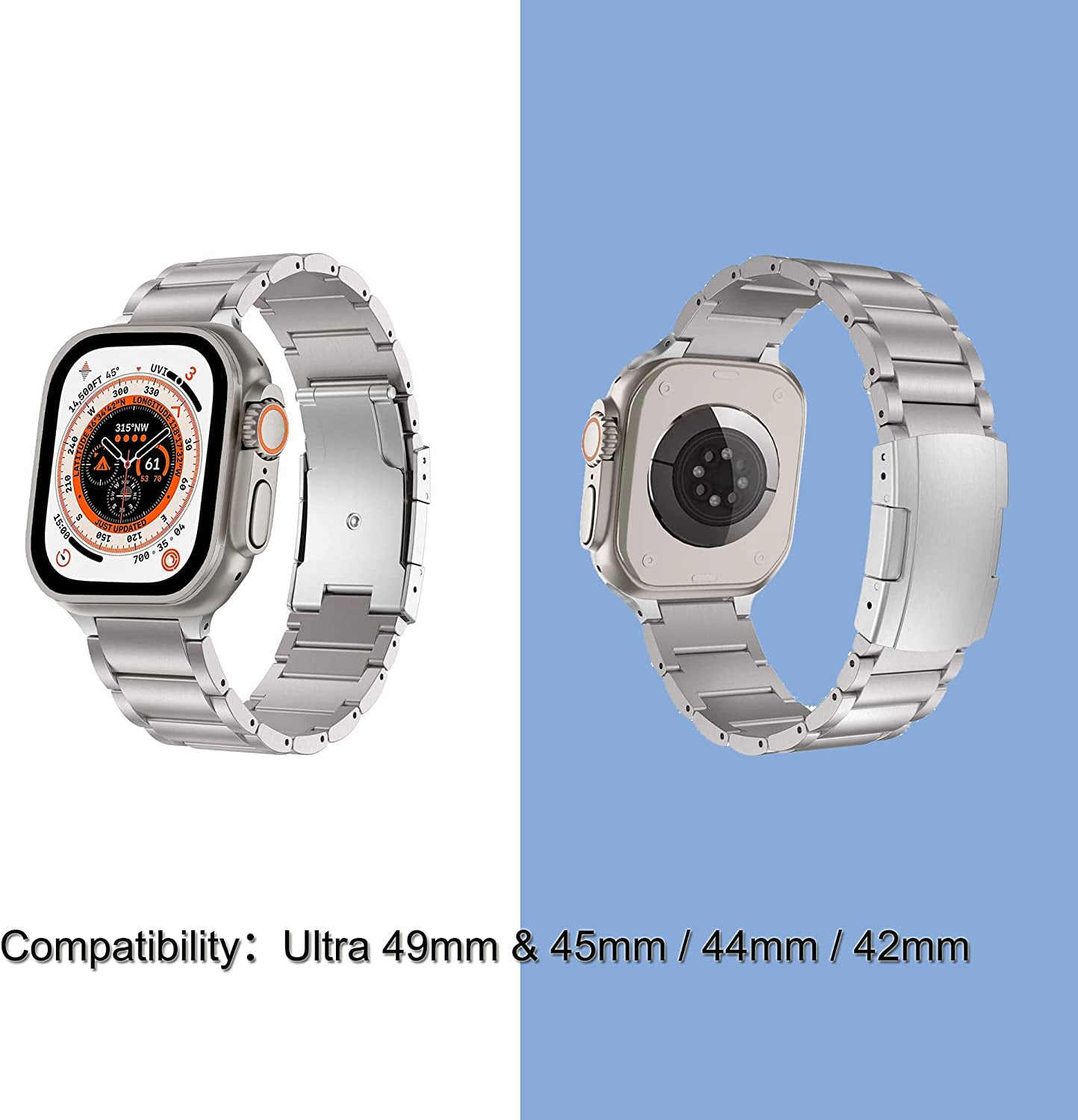 YEEJOK Compatible with Apple Watch Ultra Band 49Mm Titanium for Men Women, Compatible for Apple Watch Bands 45Mm 44Mm 42Mm Replacement Metal for Iwatch Series 8/7/6/5/4/3/2/1/SE  Yeejok   