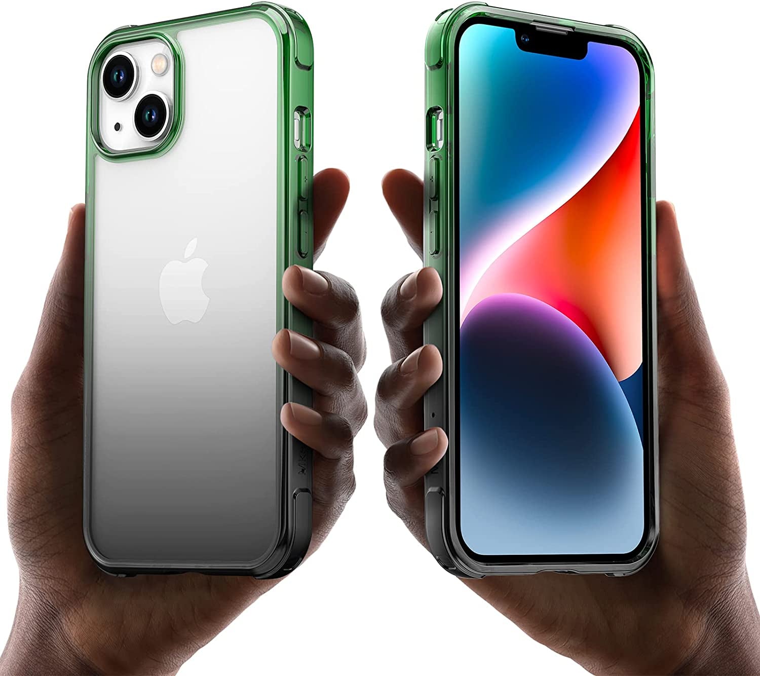 Mkeke for Iphone 14 Case for Iphone 13 Case Clear, Transparent Shockproof Bumpers Phone Cases Gradient Black-Green  Shenzhen Make Technology Company Limited   