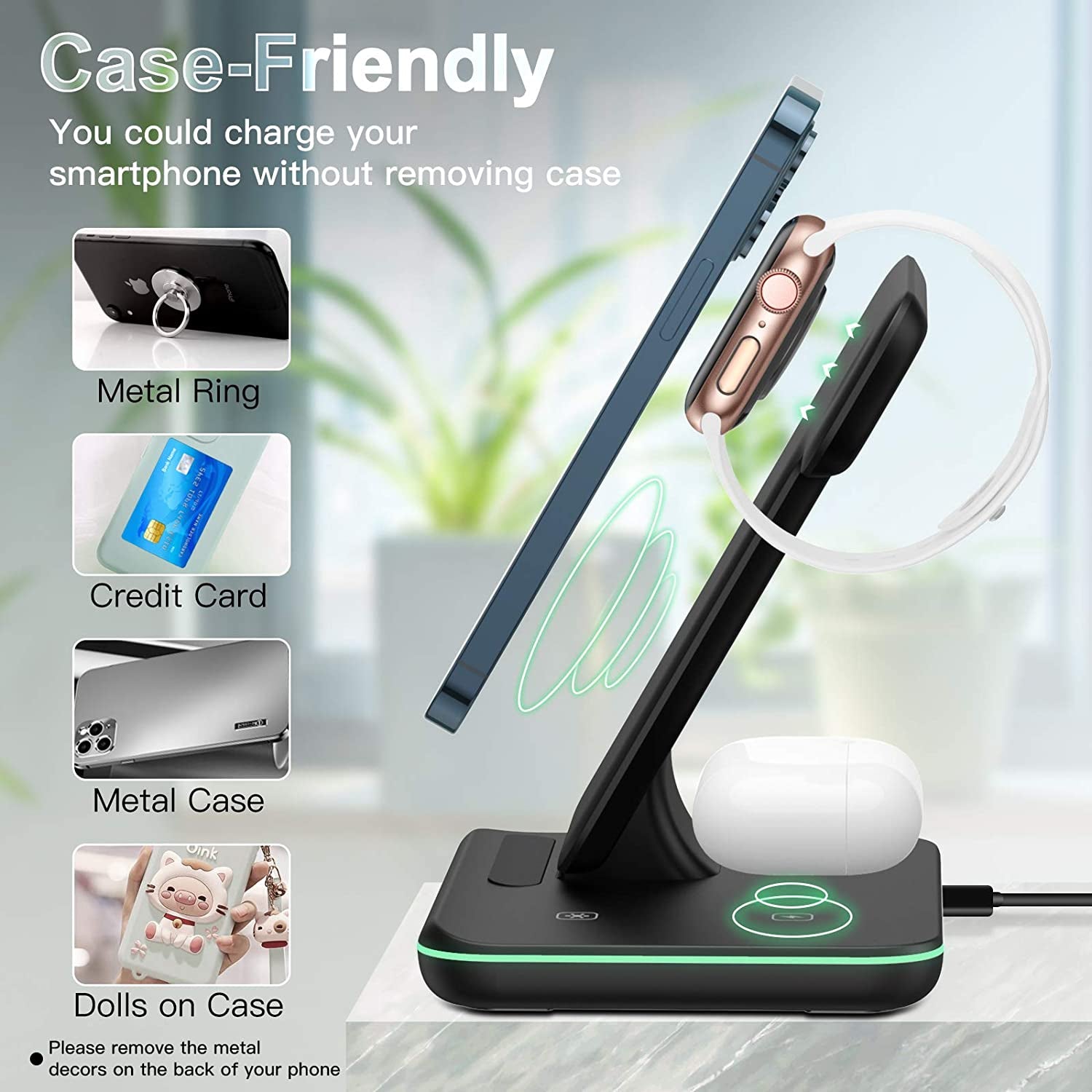 Liwin Wireless Charger, 3 in 1 Fast 15W Wireless Charging Station Compatible with Apple Watch 8 7 SE 6 5 4 3 2, Iphone 14 13 12 11 Pro/Pro Max/8/X, Airpods Pro 3 2, for Samsung S22 S21 S10 S9, Black  Dongguan Xunyue Electronics Co.,Ltd.   