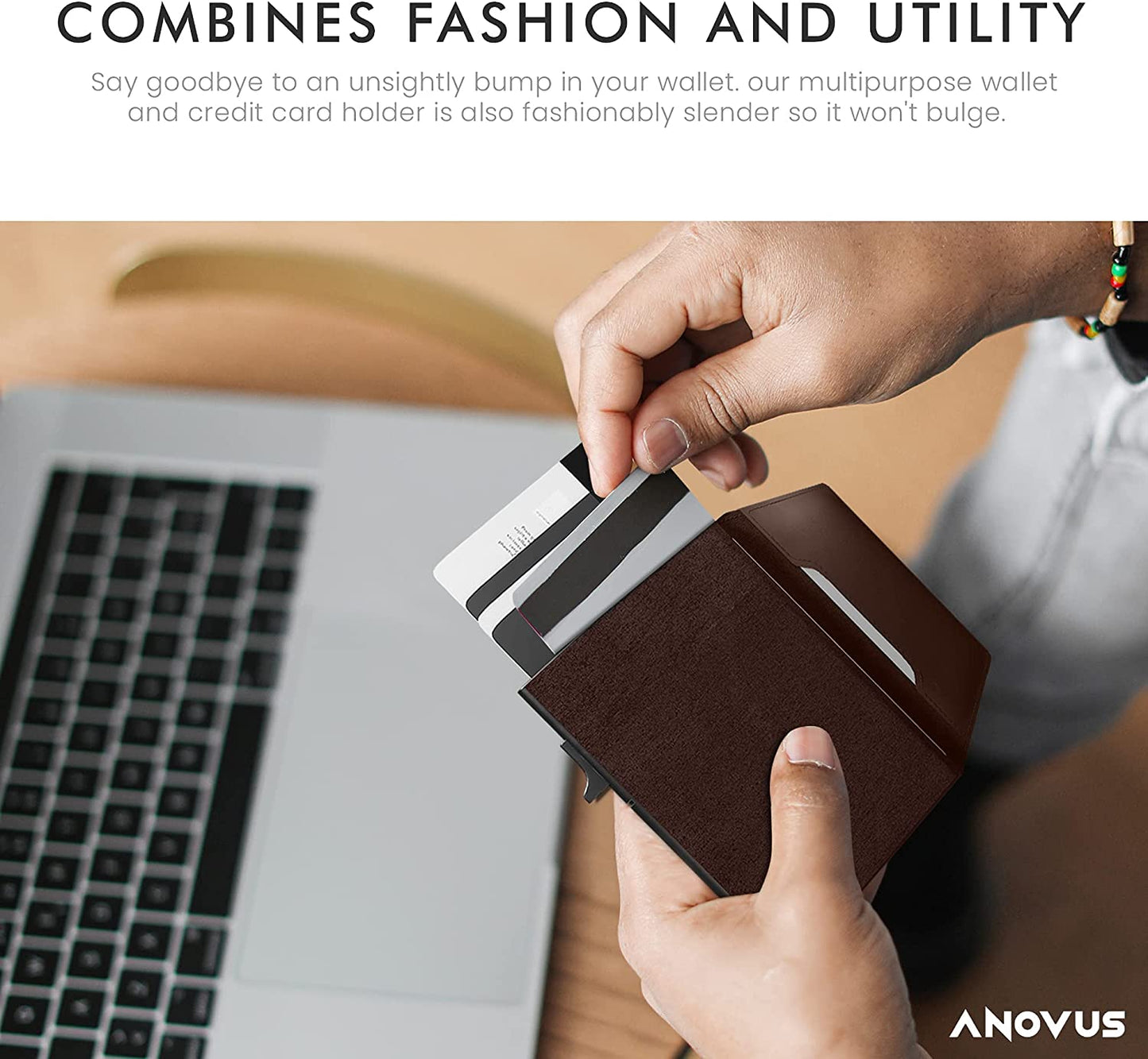 Anovus Airtag Wallet (Brown) | Trackable Wallet with Airtag Holder | Rfid-Blocking Minimalist Leather Wallet | Slim Leather Airtag Wallet - Men and Women| Smart Wallet - Airtag Not Included  Anovus   