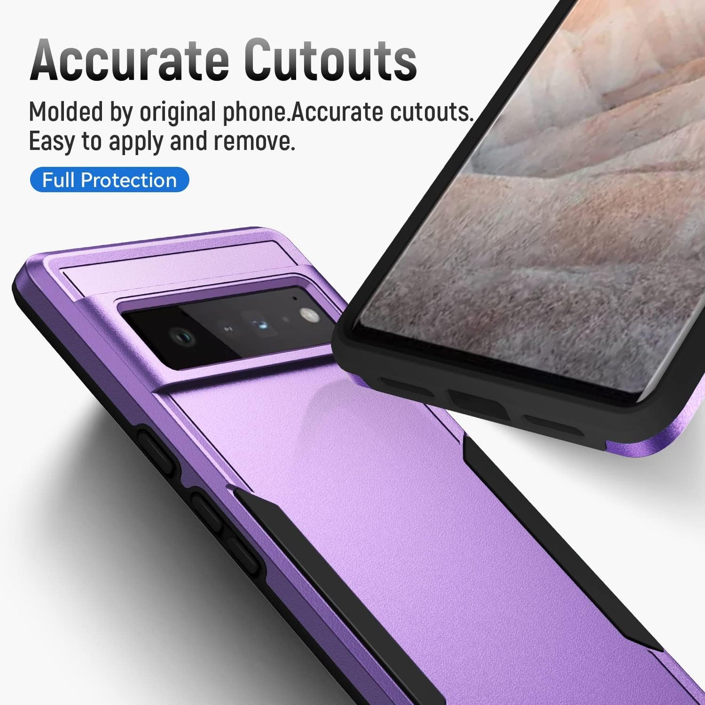 Asuwish Phone Case for Google Pixel 6 Pro with Tempered Glass Screen Protector Cover and Slim Thin Hybrid Full Body Protective Cell Accessories Pixel6Pro Pixel6 XL 6XL Pixle 6Pro 5G Women Men Purple  Asuwish   