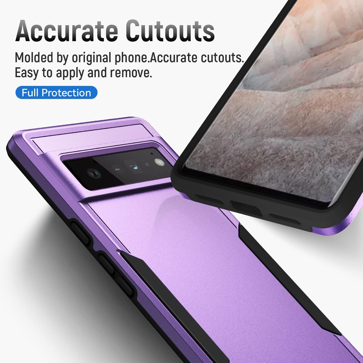 Asuwish Phone Case for Google Pixel 6 Pro with Tempered Glass Screen Protector Cover and Slim Thin Hybrid Full Body Protective Cell Accessories Pixel6Pro Pixel6 XL 6XL Pixle 6Pro 5G Women Men Purple  Asuwish   