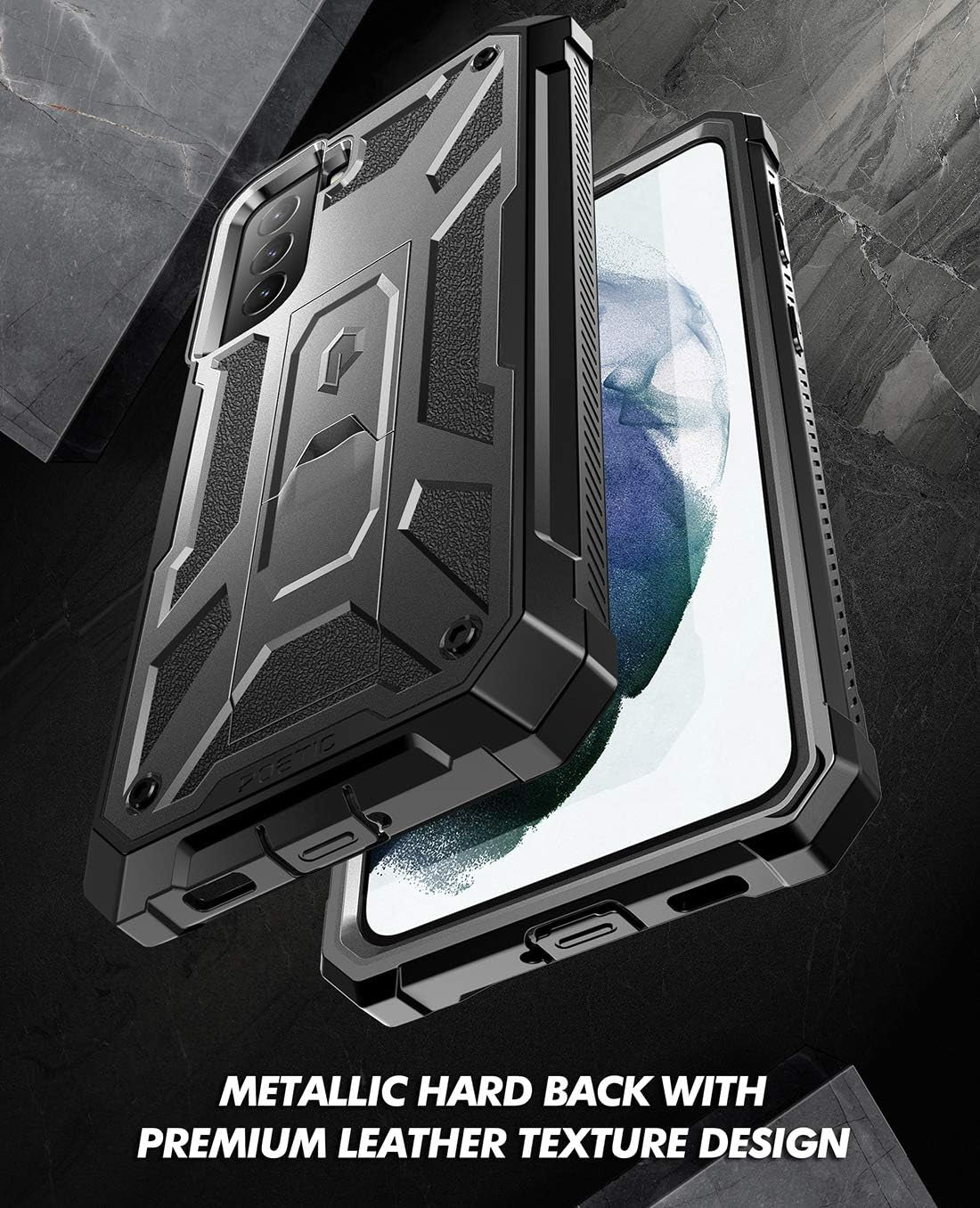 Poetic Spartan Samsung Galaxy S21+ plus 5G 6.7" Case, Fingerprint ID Compatible, Shockproof Protective Cover, Kickstand, Metallic Gun Metal  Poetic   