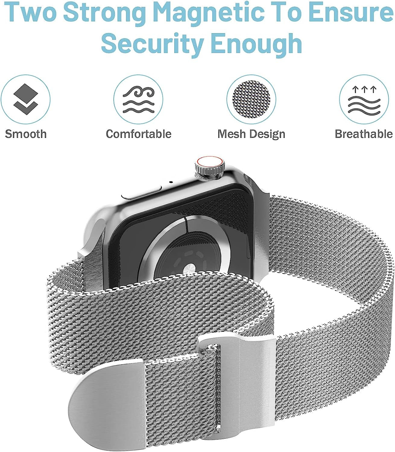 Magnetic Mesh Metal Bands Compatible with Apple Watch Band 38Mm 40Mm 41Mm 42Mm 44Mm 45Mm 49Mm for Milanese Sport Clasp Loop Strap Women Men for Iwatch Series 8 7 SE 6 5 4 3 2 1  HYRUNHX   